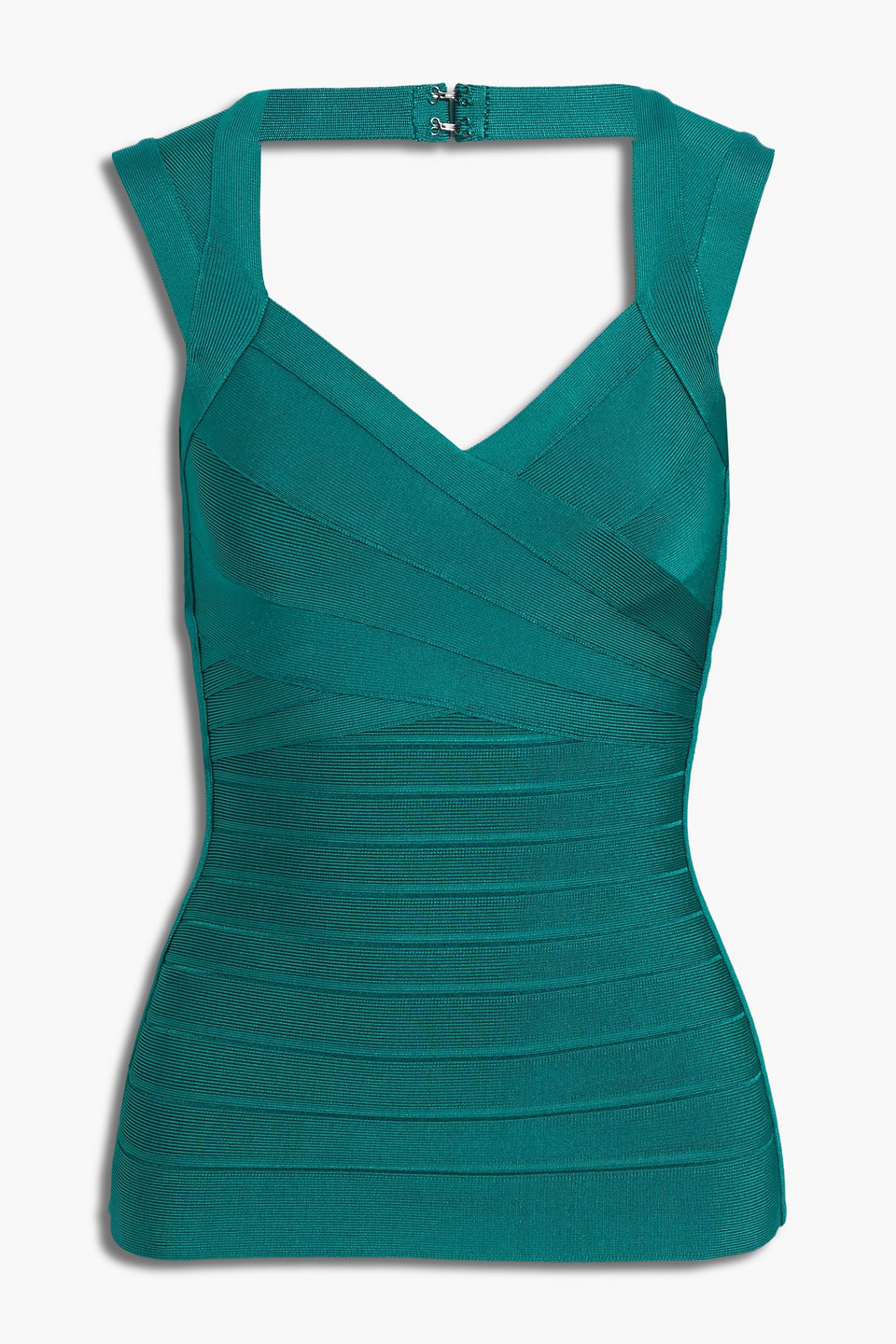 hervé léger - wrap-effect bandage top - green - m
