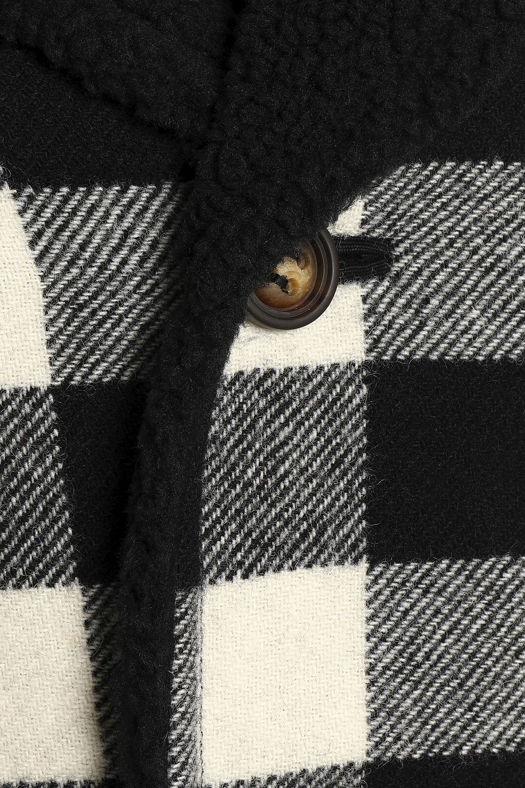 REDVALENTINO Faux fur-trimmed checked wool coat