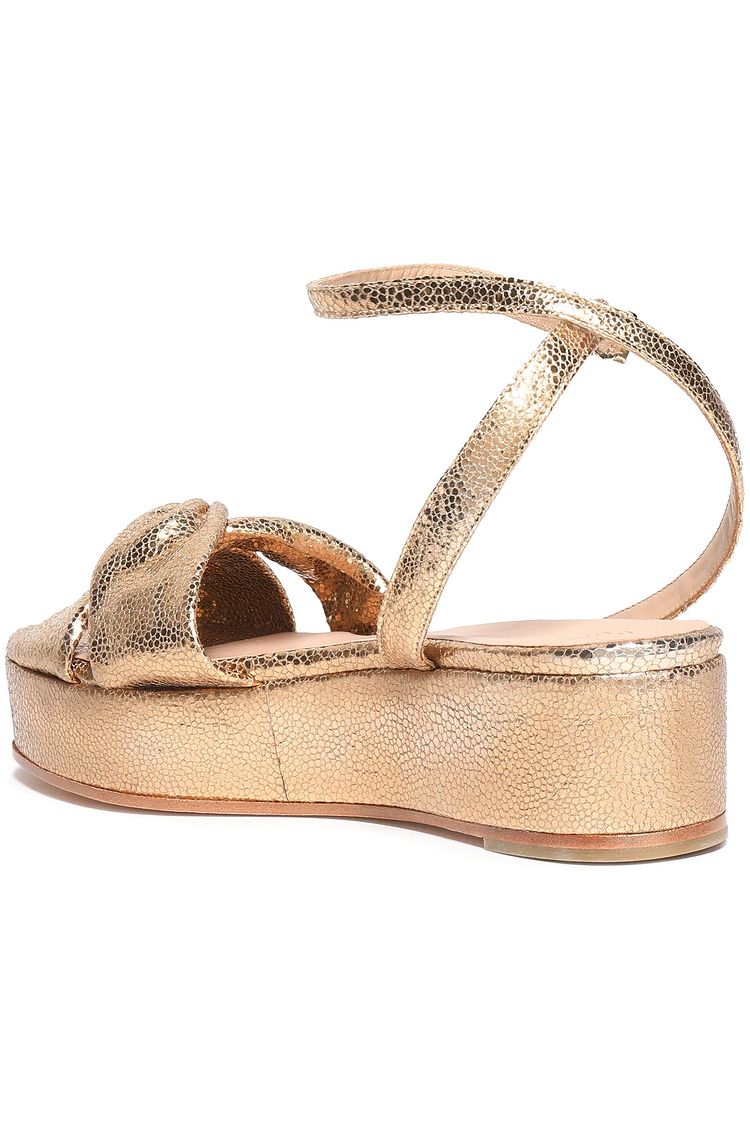 Gold Twist-front metallic leather platform sandals | Sale up to 70% off | THE OUTNET | CASTAÃER 