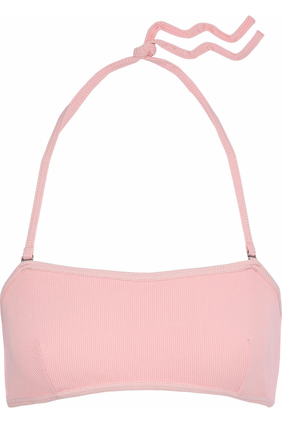 pink ribbed bandeau bikini