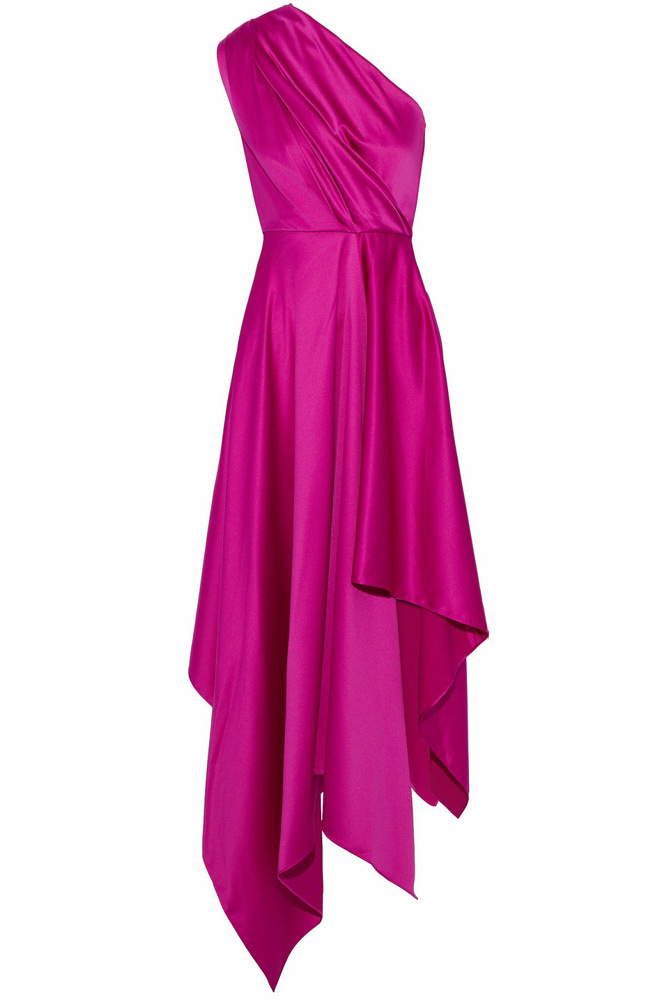 solace london - marine one-shoulder asymmetric satin midi dress - purple - uk/au 10