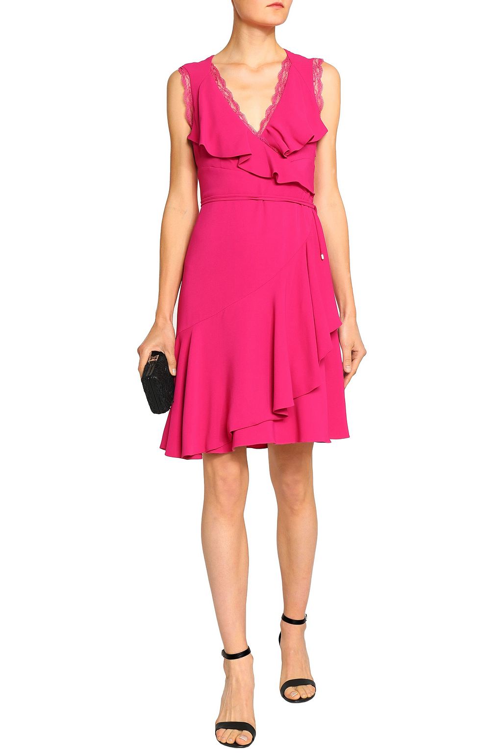 ROBERTO CAVALLI Wrap-effect ruffled crepe dress