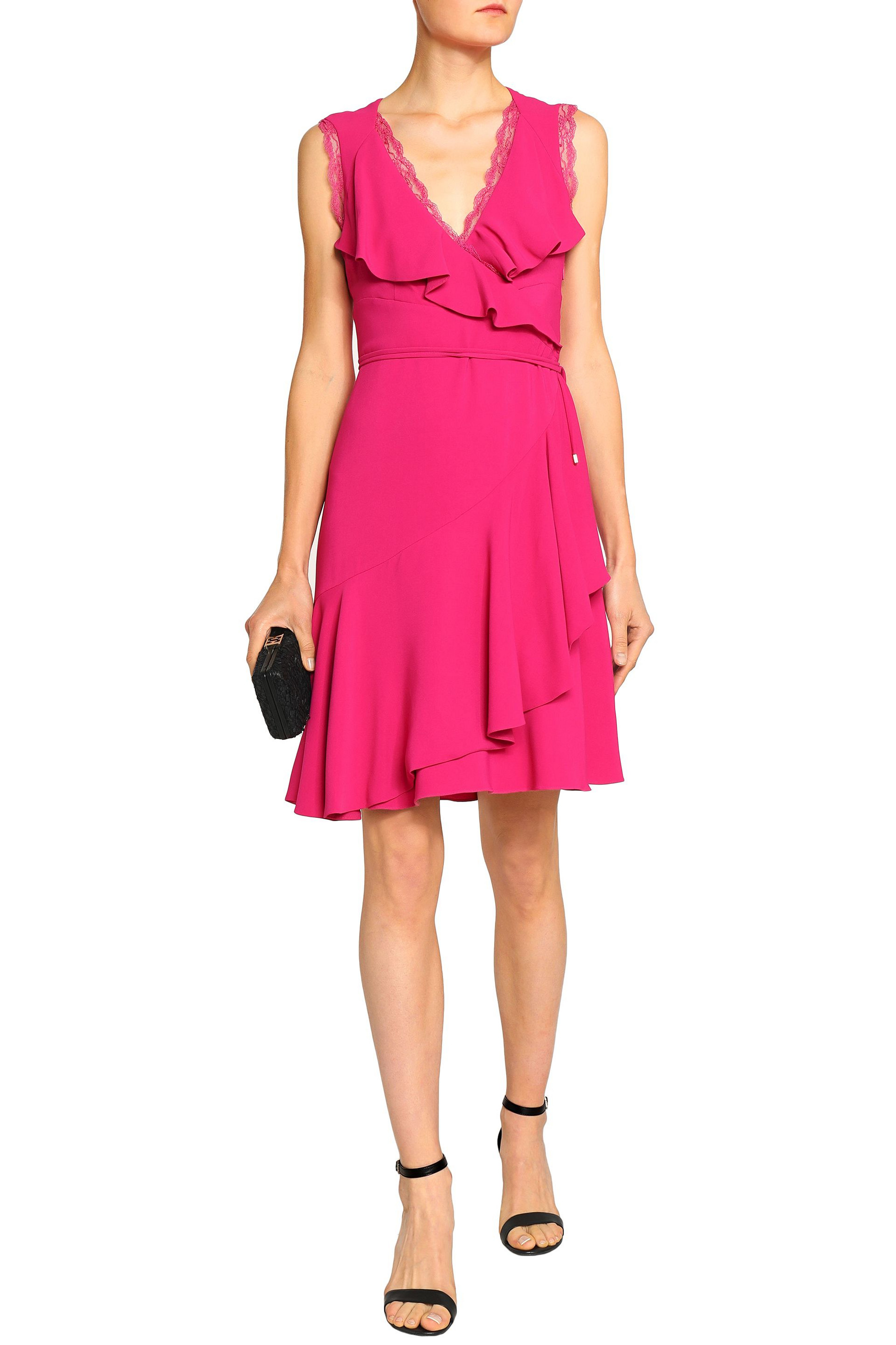 ROBERTO CAVALLI Wrap-effect ruffled crepe dress