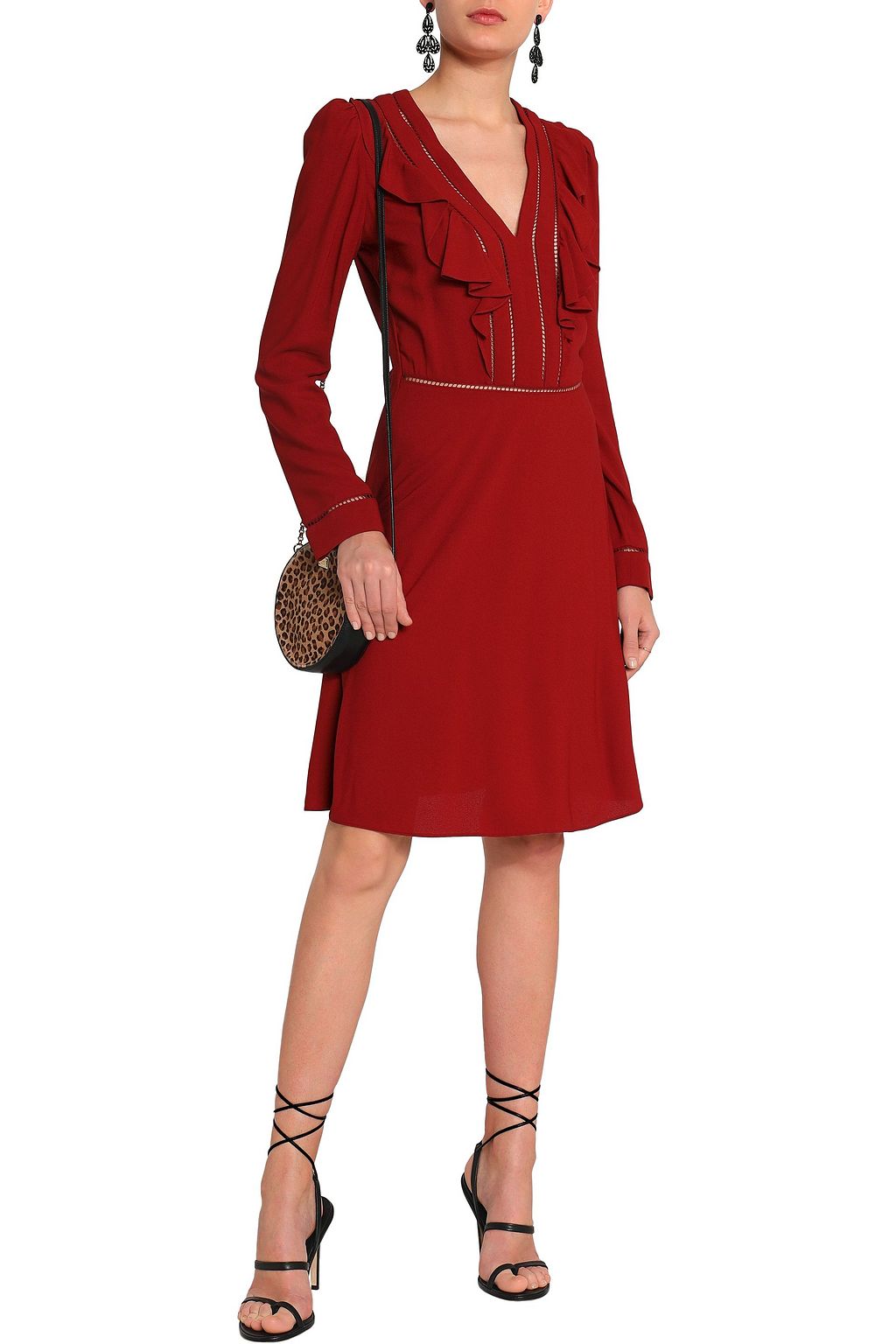ROBERTO CAVALLI Ruffle-trimmed crepe dress