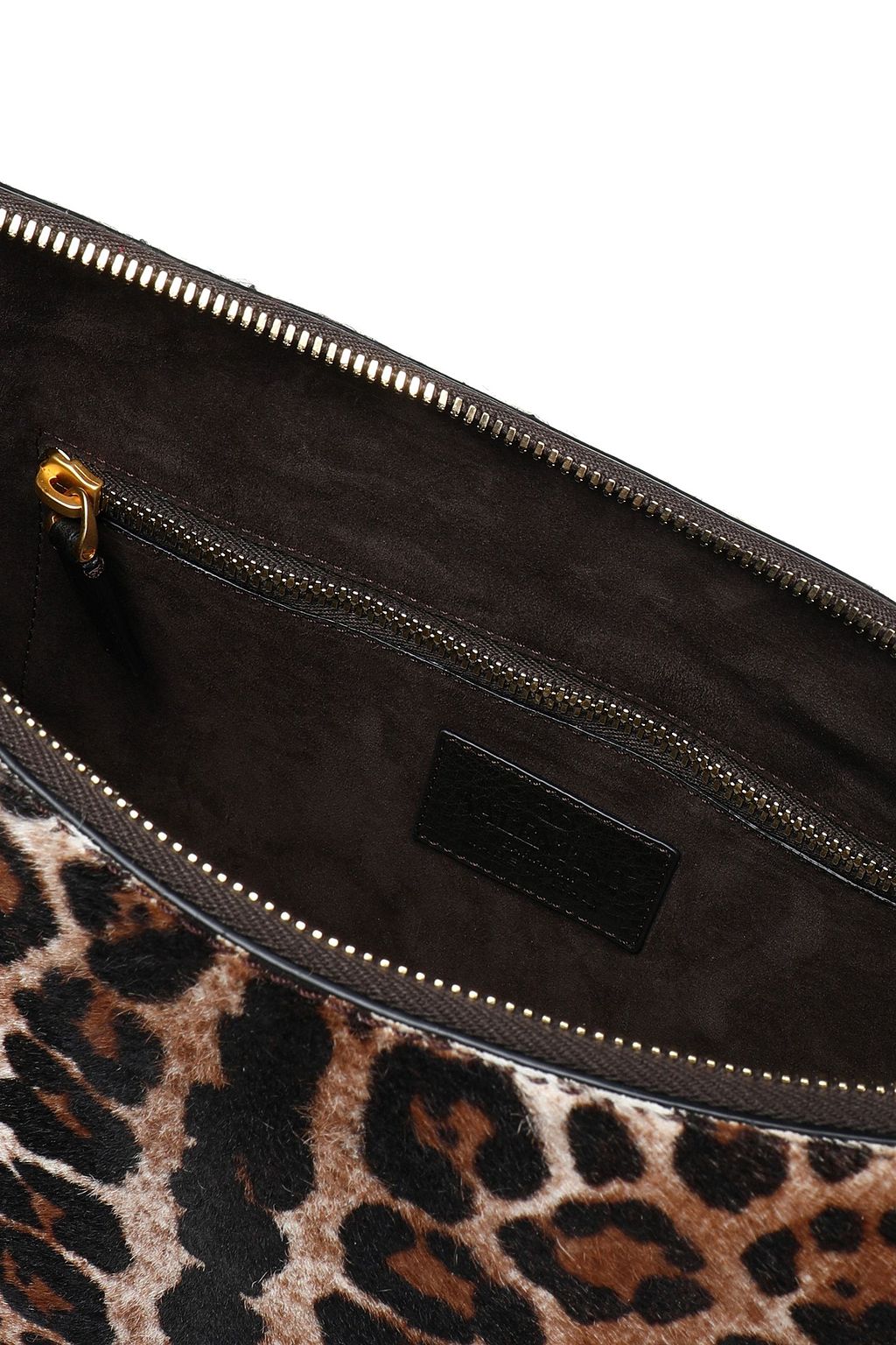 VALENTINO GARAVANI Leather fringe-trimmed leopard-print calf hair shoulder bag
