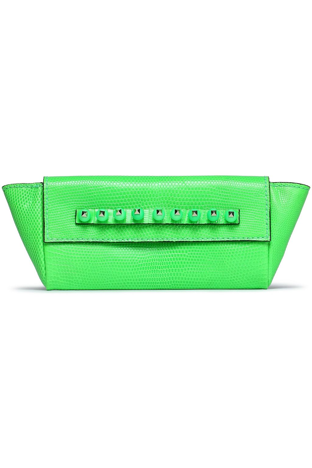 bright green clutch bag