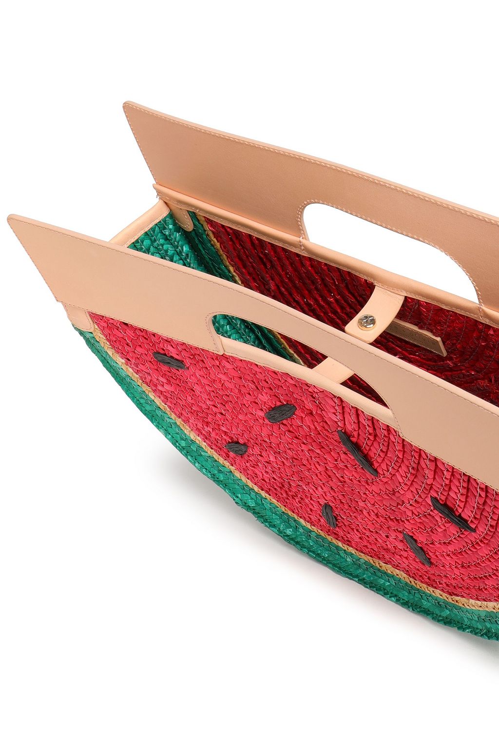 ALICE + OLIVIA Donna leather-trimmed embroidered straw tote