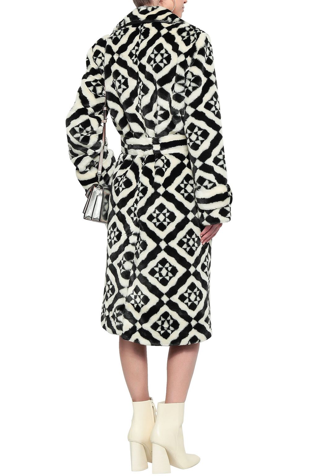 MARY KATRANTZOU Double-breasted printed faux fur coat