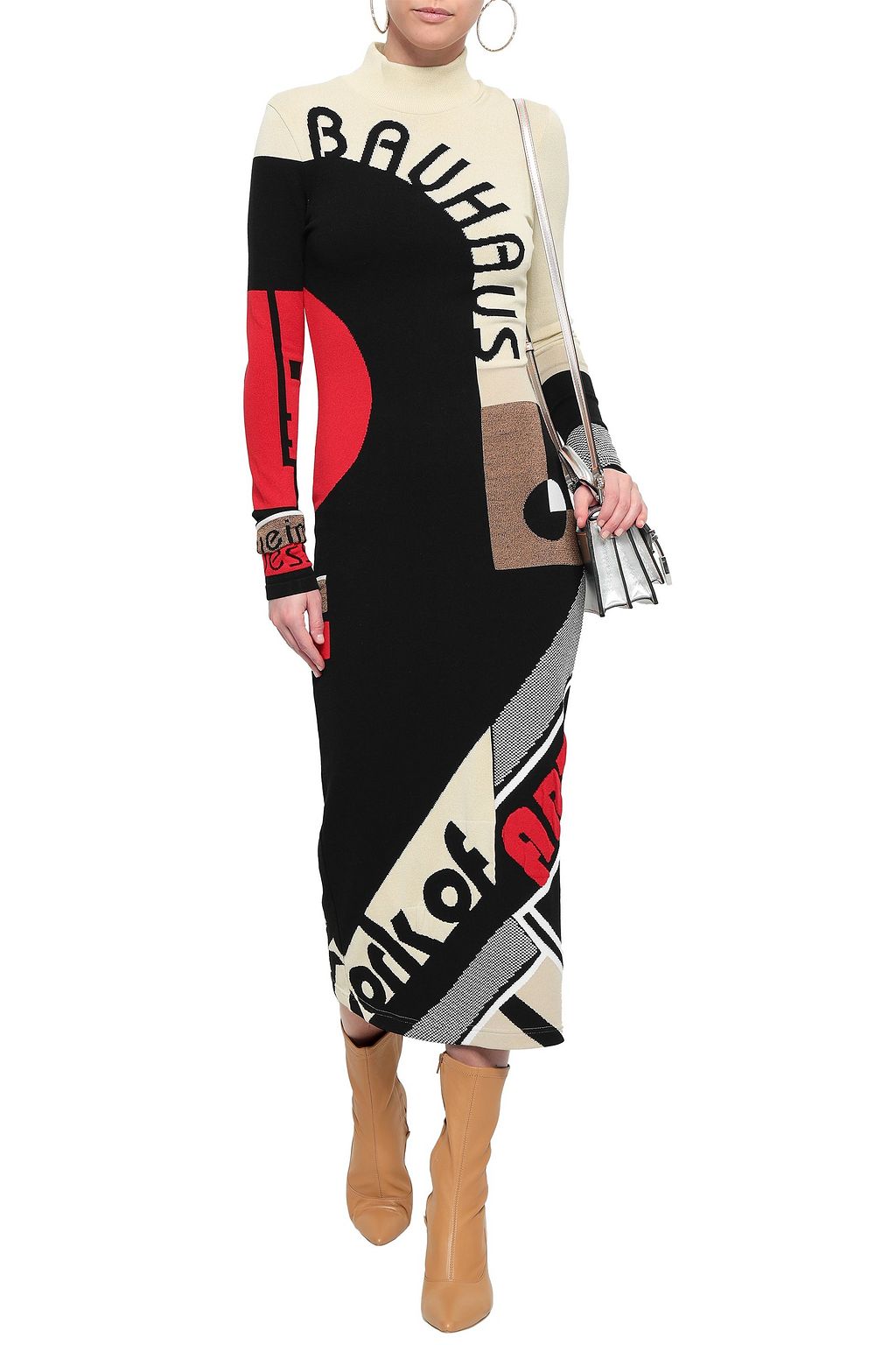 MARY KATRANTZOU Jacquard-knit turtleneck midi dress