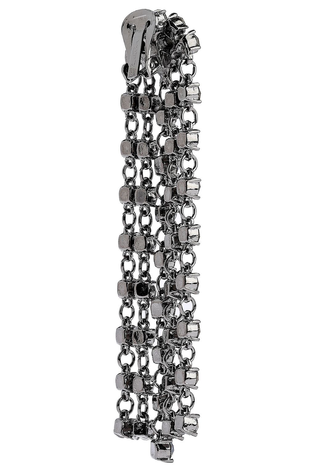 OSCAR DE LA RENTA Gunmetal-tone crystal clip earrings