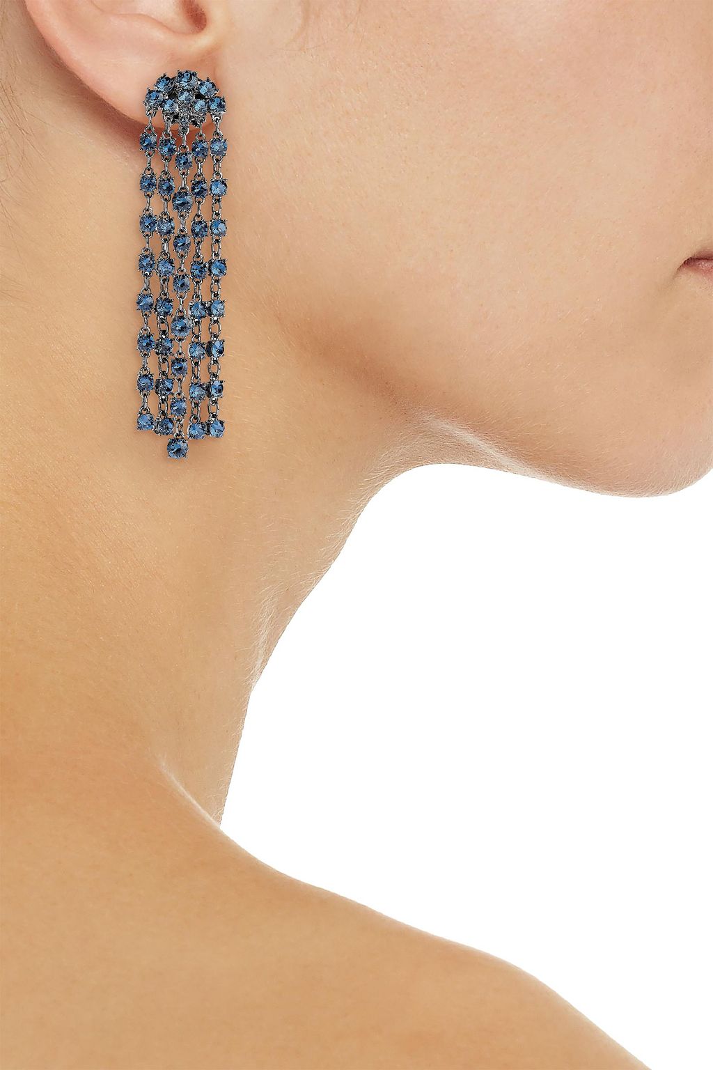 OSCAR DE LA RENTA Gunmetal-tone crystal clip earrings