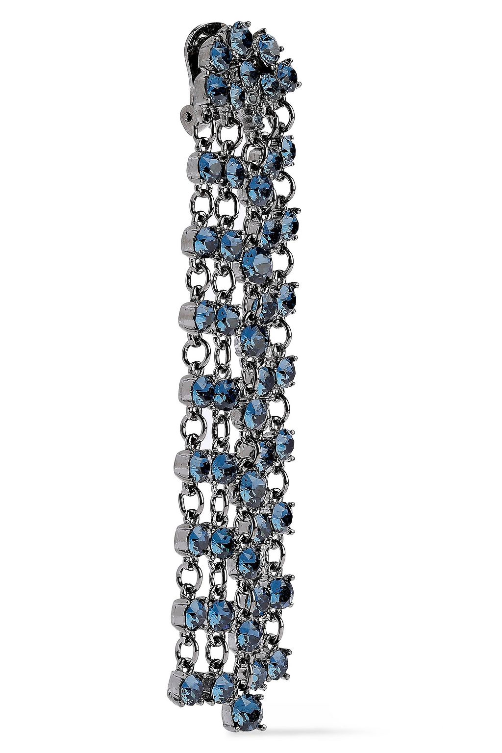 OSCAR DE LA RENTA Gunmetal-tone crystal clip earrings