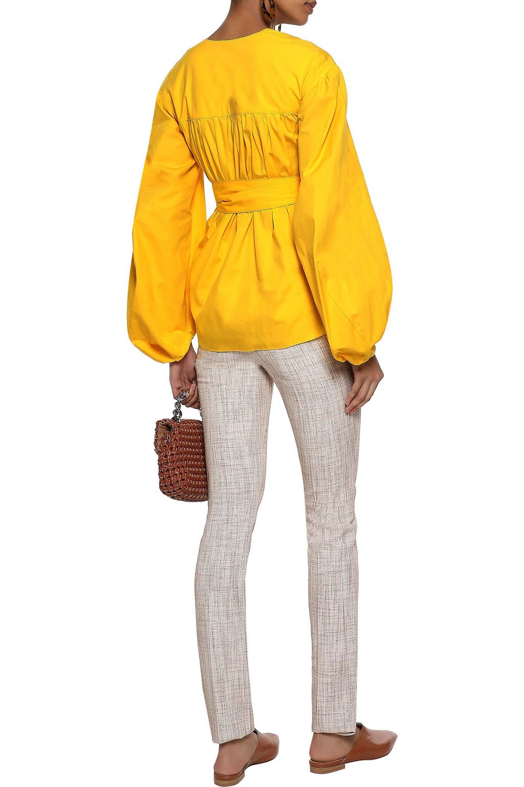 VICTORIA BECKHAM Mélange woven slim-leg pants