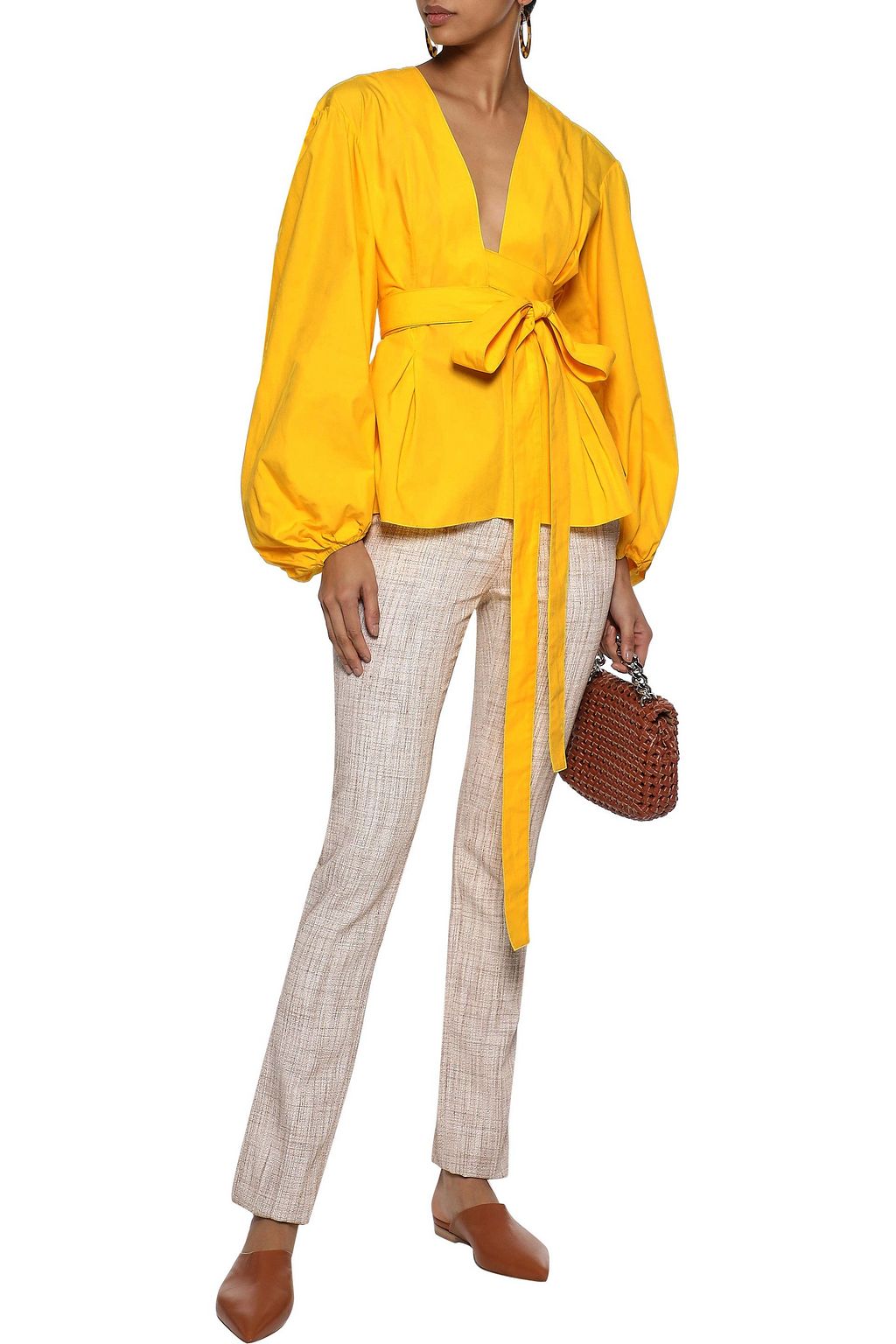 VICTORIA BECKHAM Mélange woven slim-leg pants