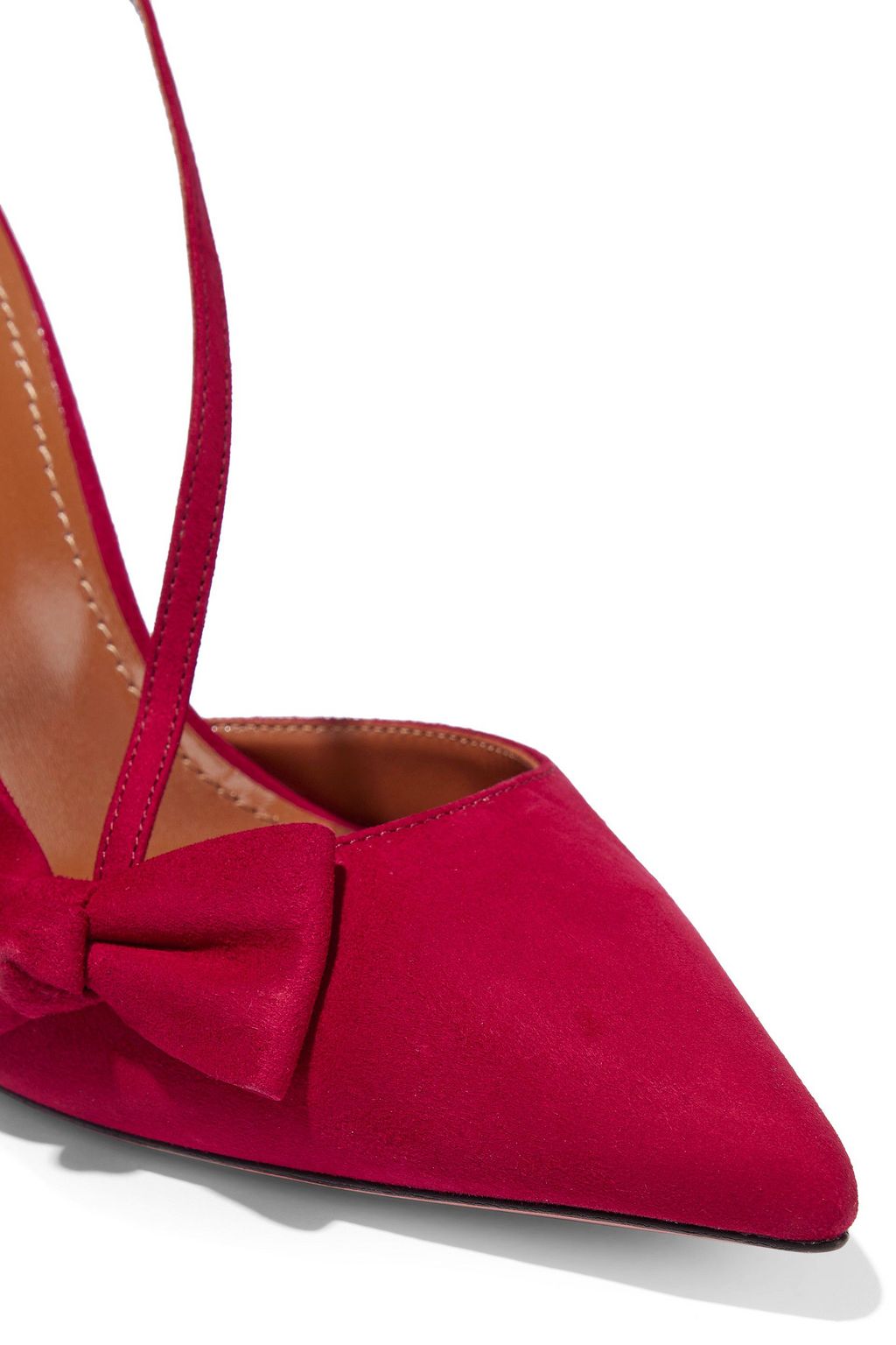 aquazzura parisienne bow suede pumps