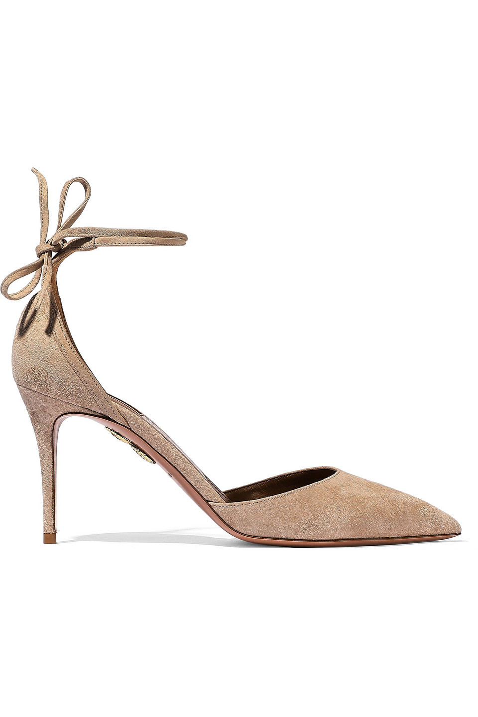 Aquazzura Woman Heart Breaker Suede Pumps Neutral Size 40.5