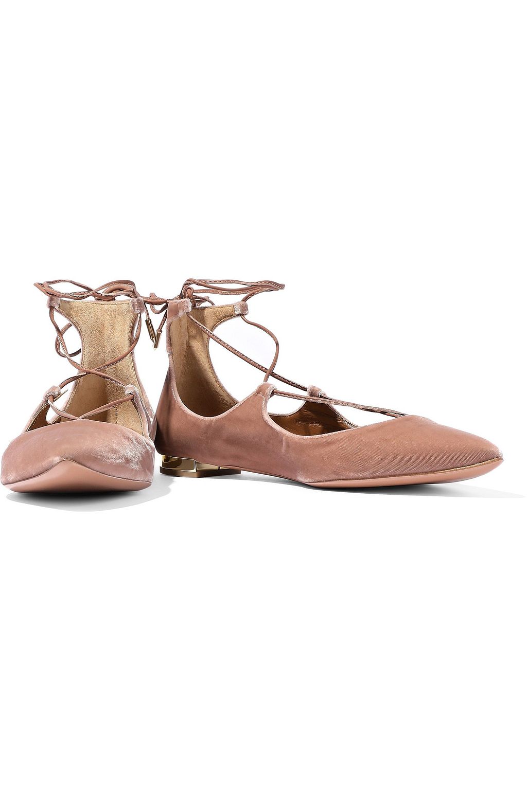 AQUAZZURA Christy velvet point-toe flats
