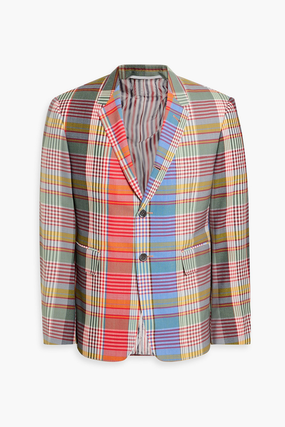 thom browne - checked wool blazer - red - 2