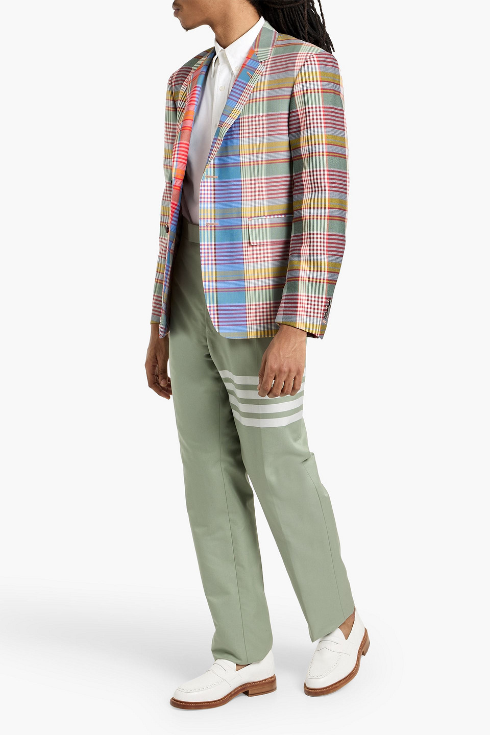 Thom Browne Checked Wool Blazer In Red