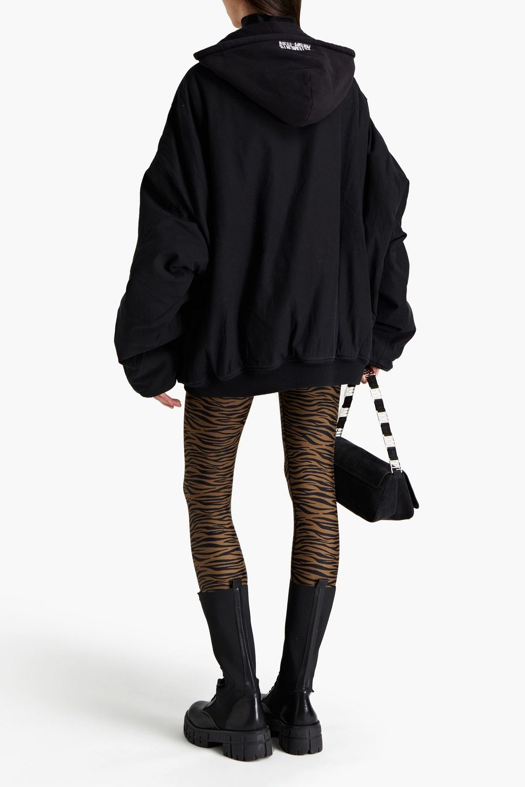 VETEMENTS French terry-paneled cotton hooded bomber jacket