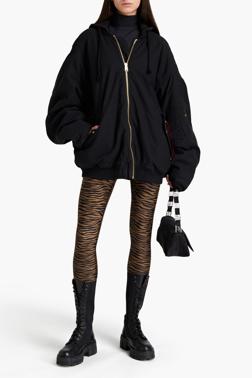 VETEMENTS French terry-paneled cotton hooded bomber jacket