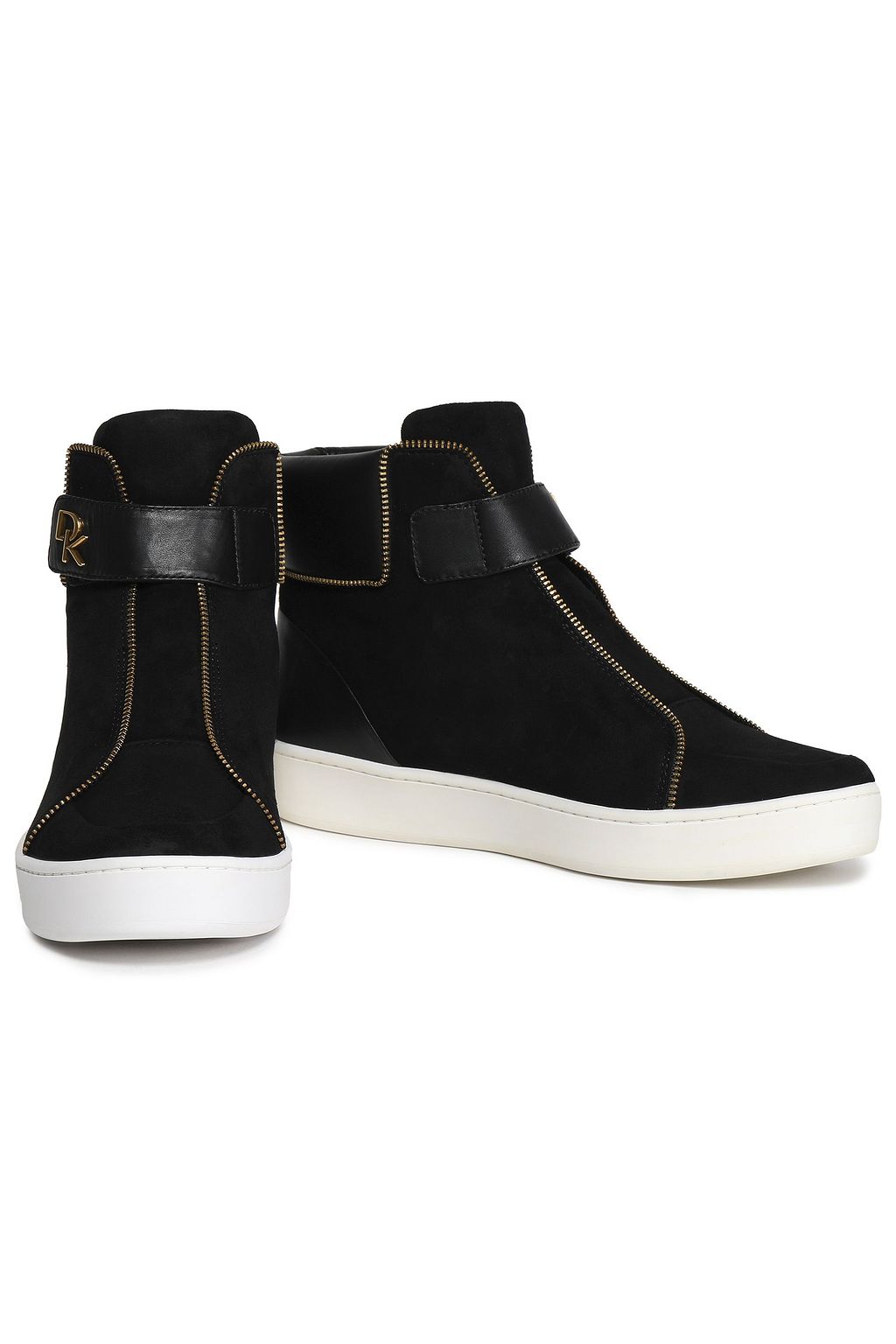 DKNY Leather and suede high-top sneakers