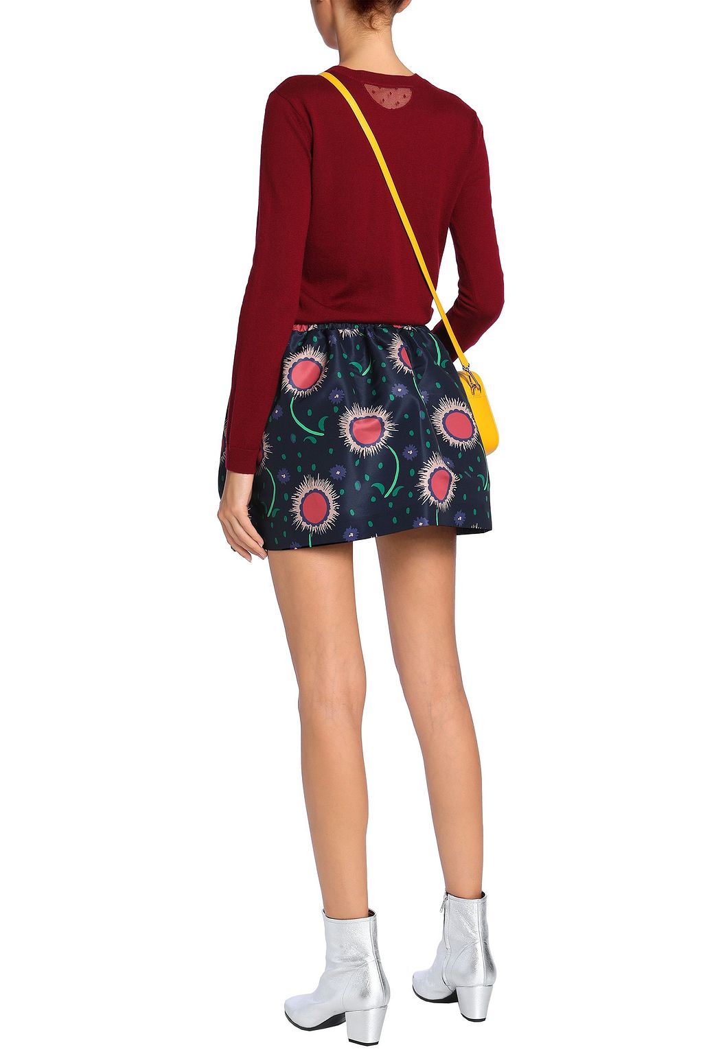 REDVALENTINO Flared printed faille mini skirt