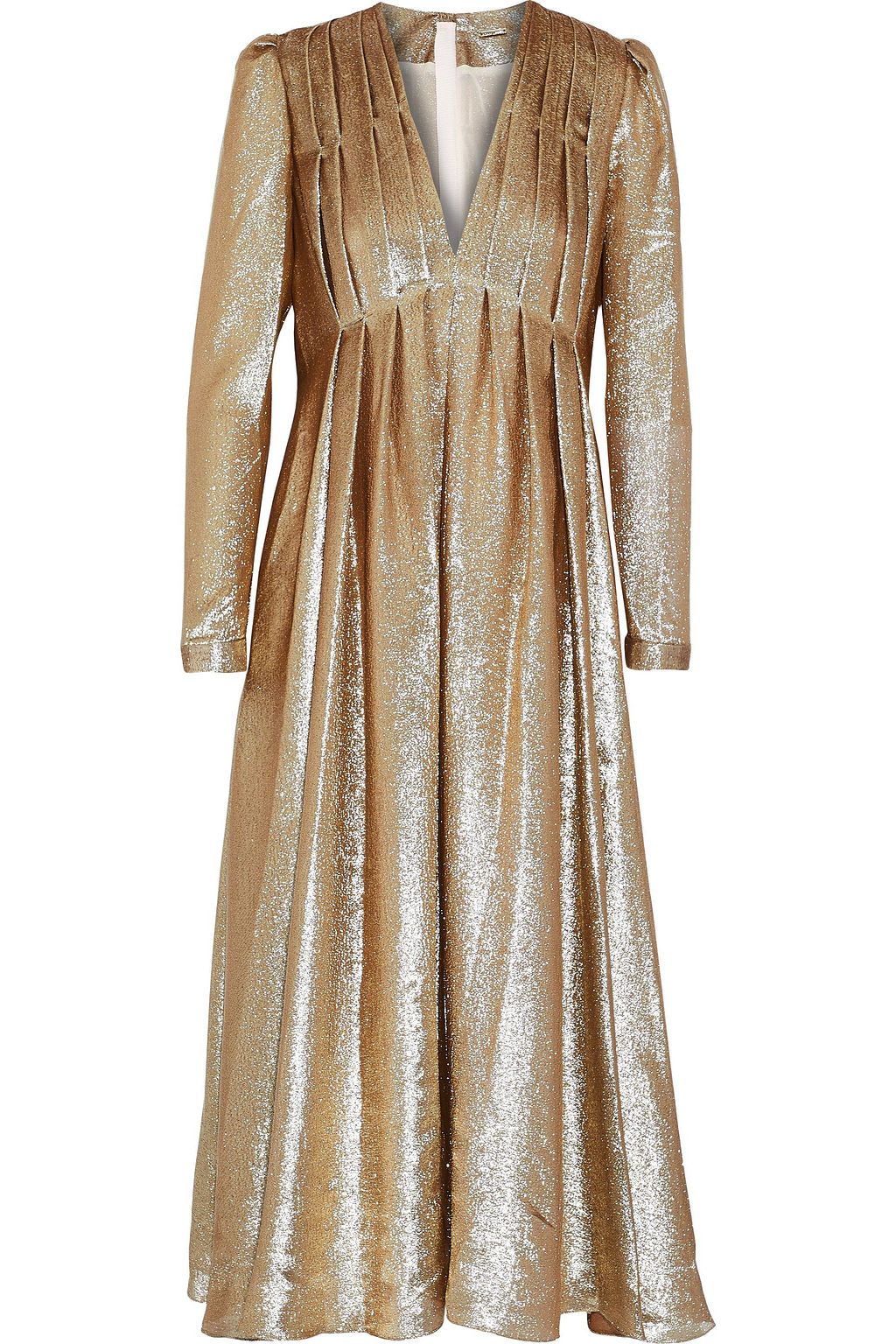 gold silk midi dress