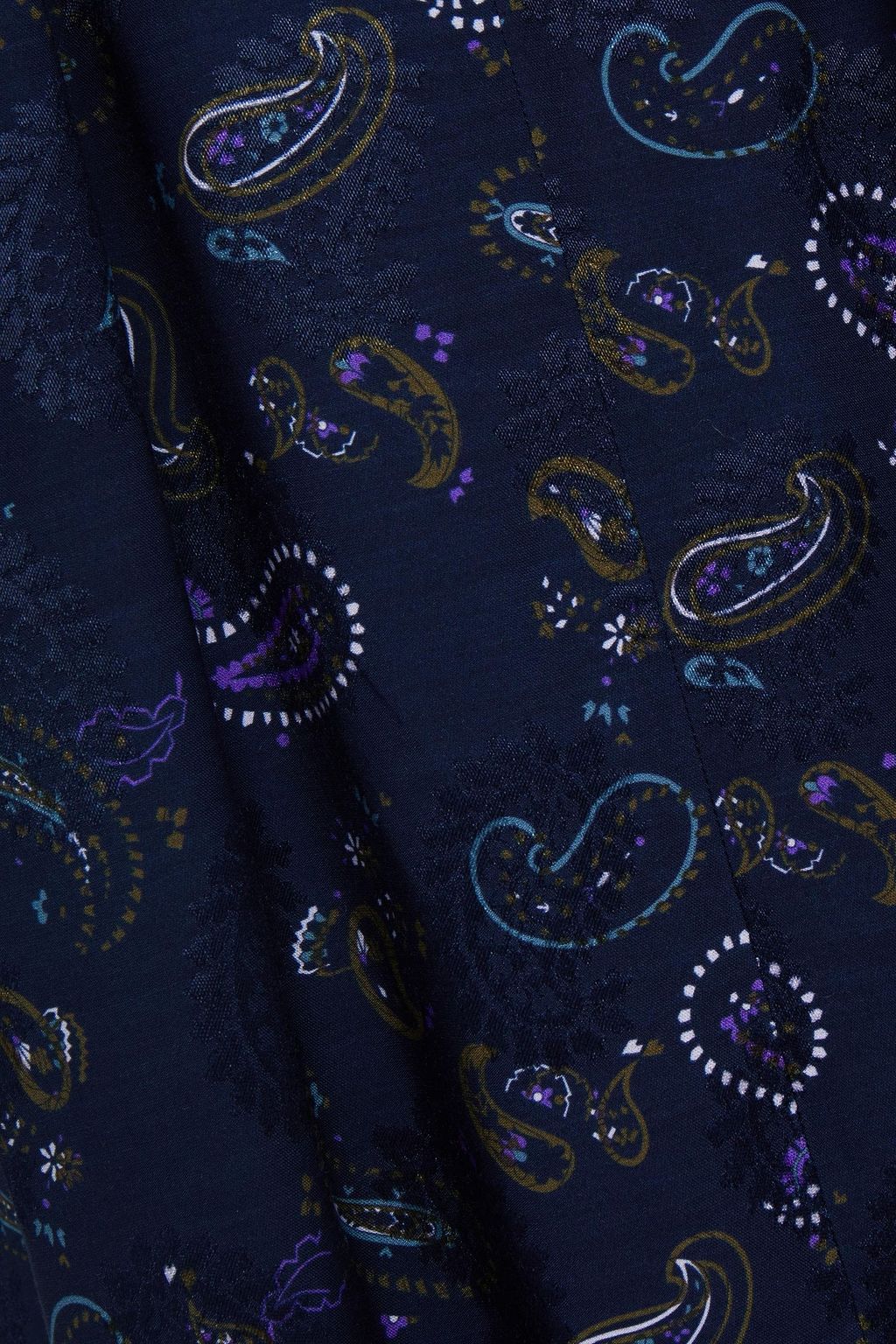ACNE STUDIOS Tie-neck gathered printed satin-jacquard midi dress