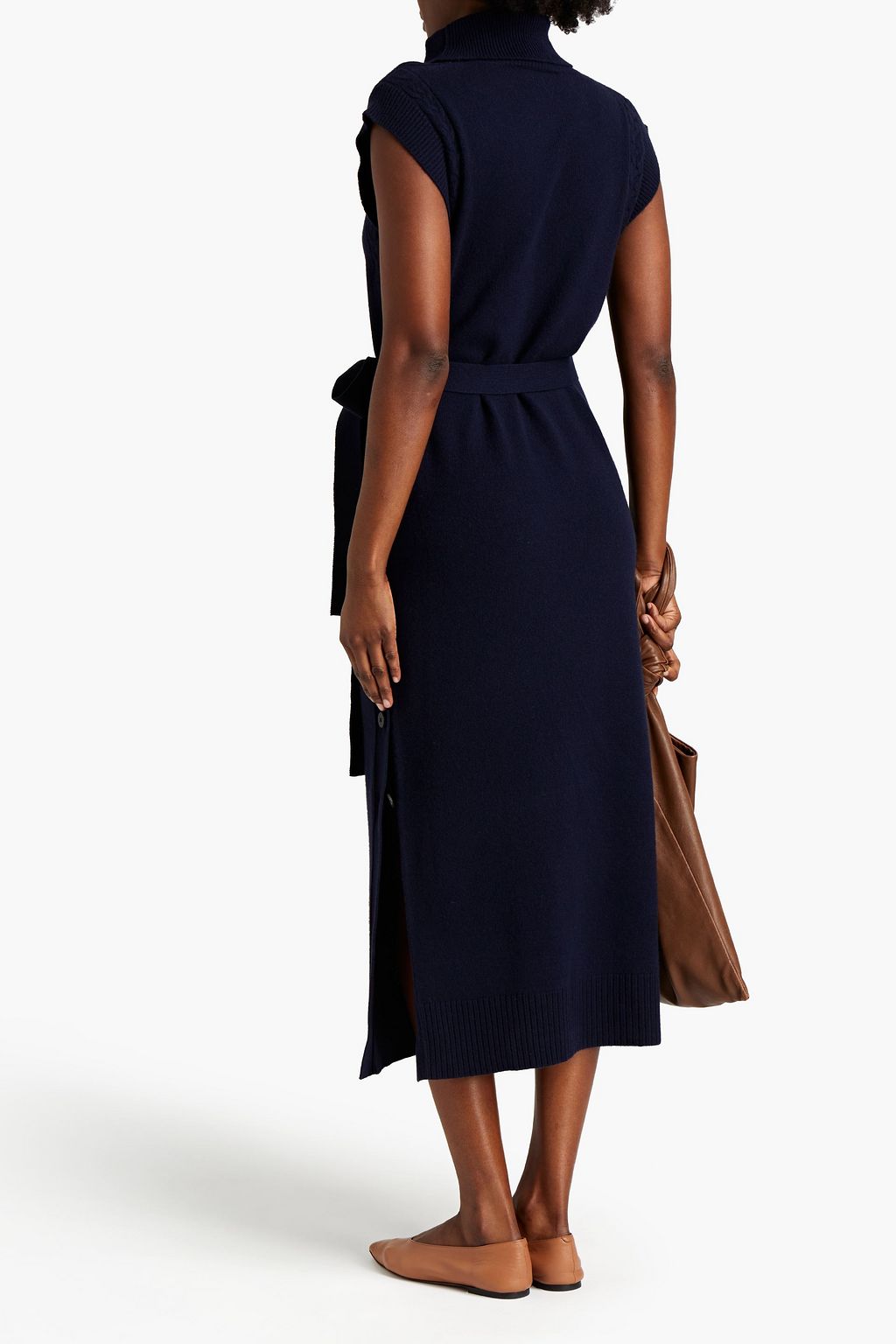 CHLOÉ Midikleid aus einer Woll-Kaschmirmischung mit Rollkragen und Gürtel