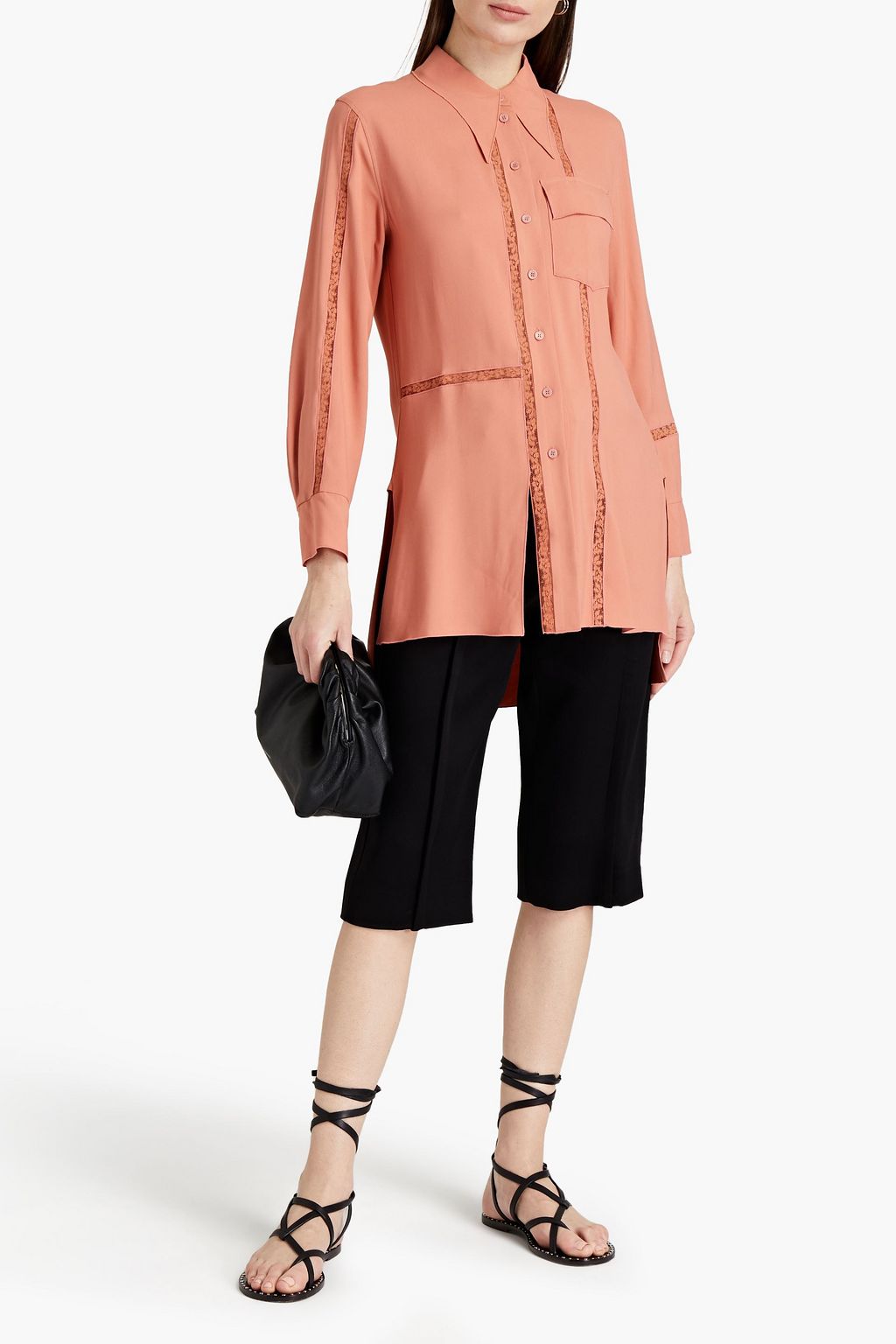 CHLOÉ Lace-trimmed twill shirt
