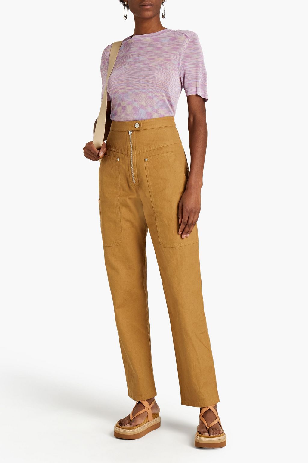 MARANT ÉTOILE Paggy cotton and linen-blend canvas straight-leg pants