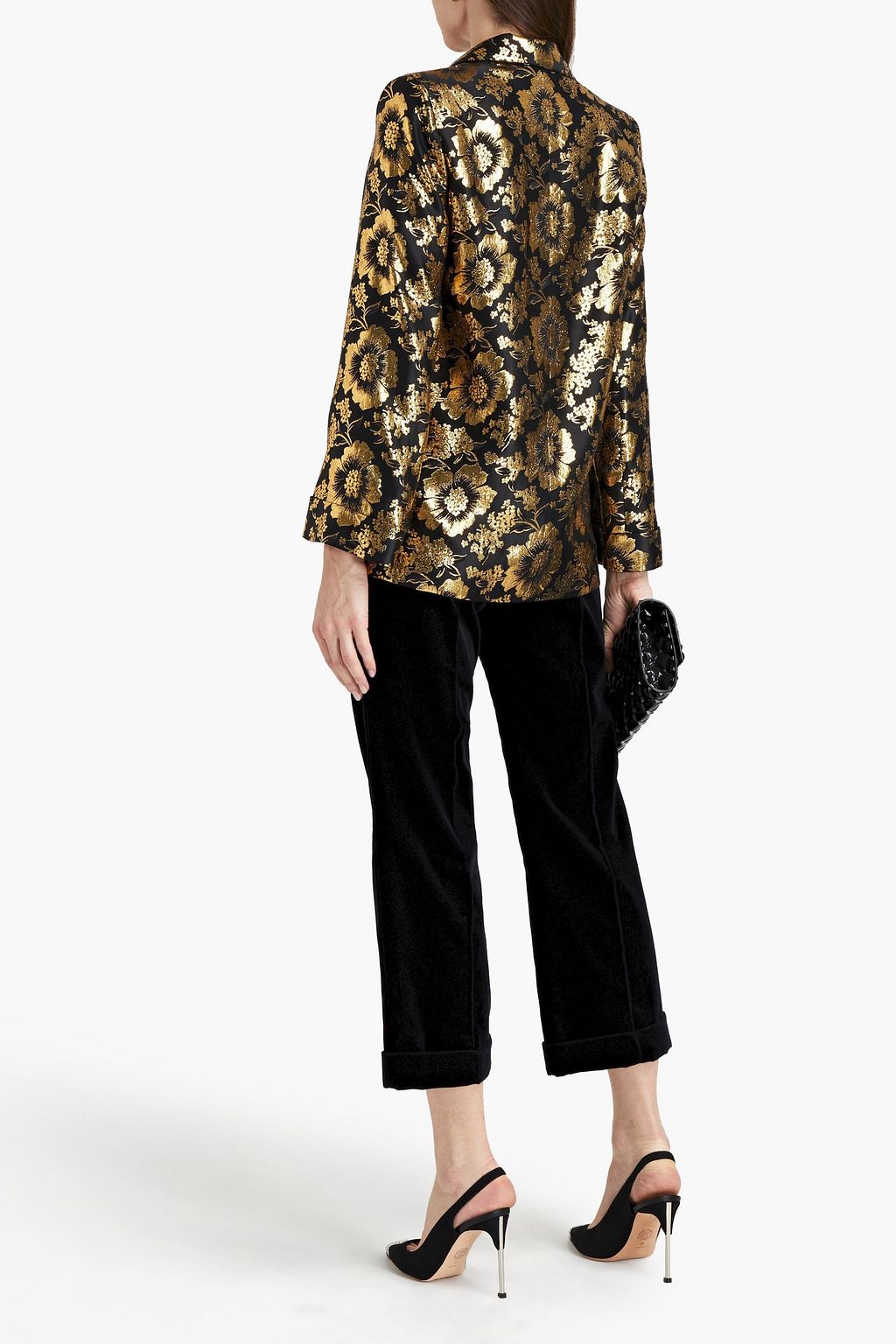 SAINT LAURENT Metallic silk-blend satin-jacquard blazer