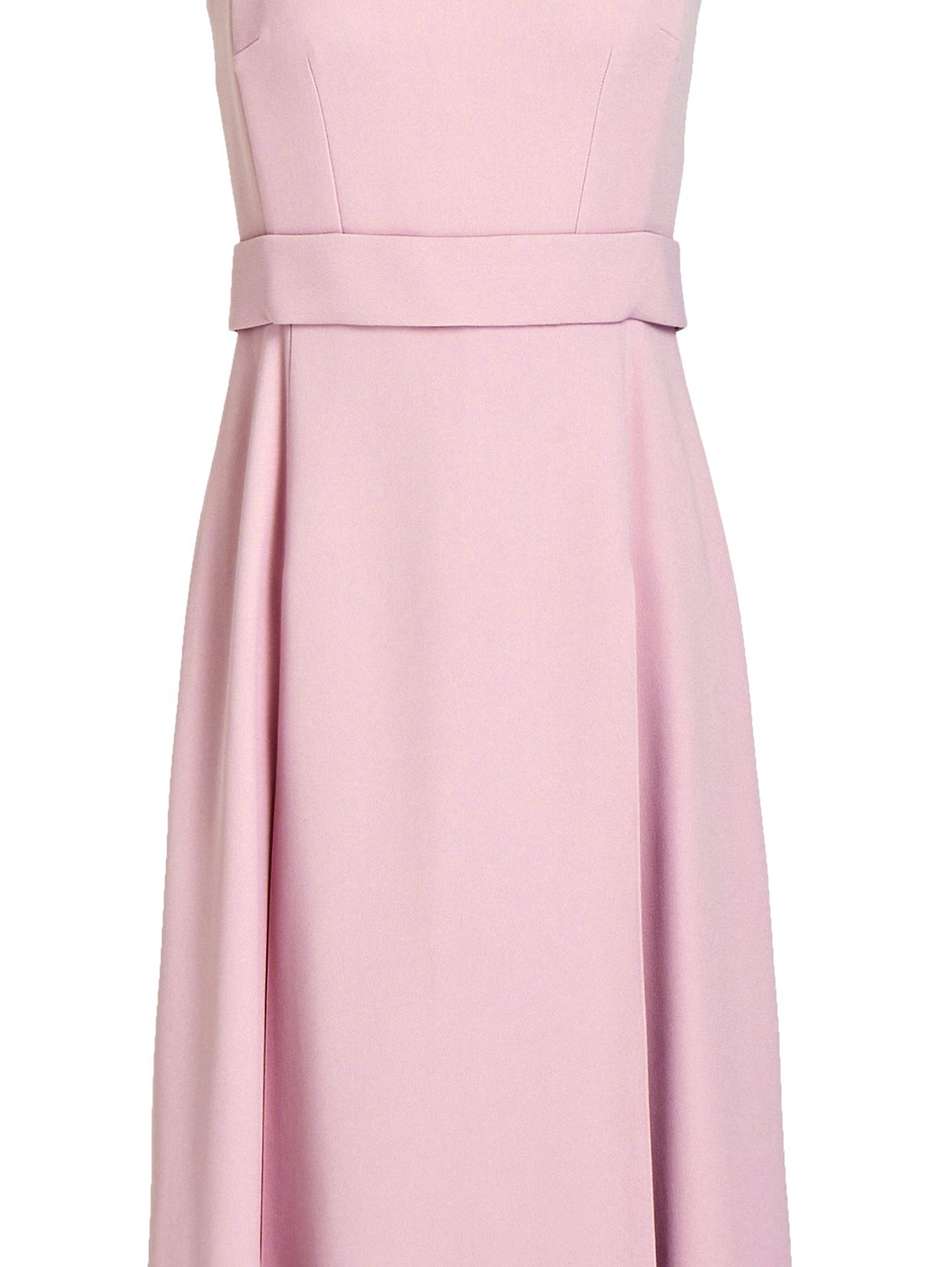 belted pleated stretch-crepe midi dress