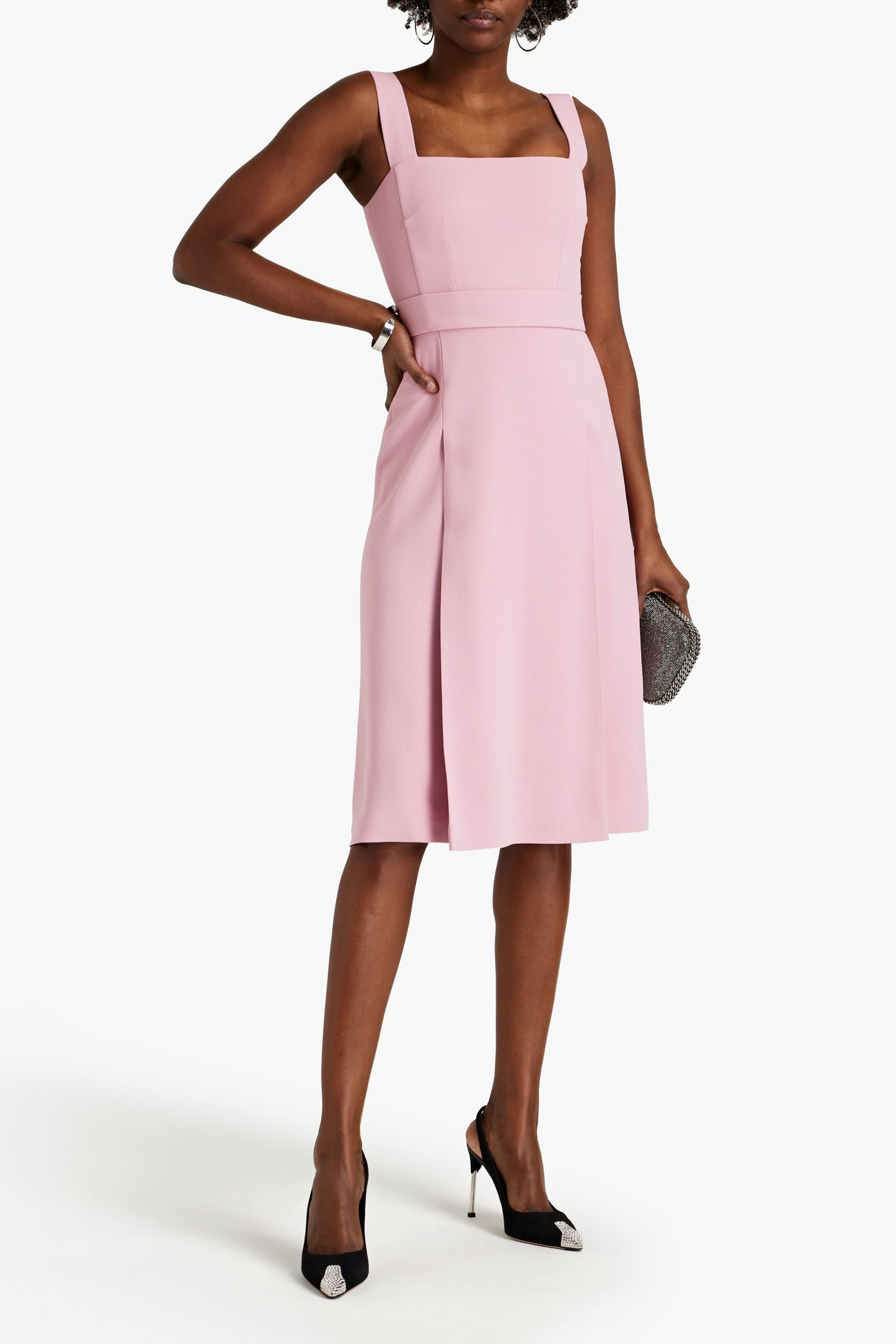 Dolce&Gabbana Belted pleated stretch-crepe midi dress