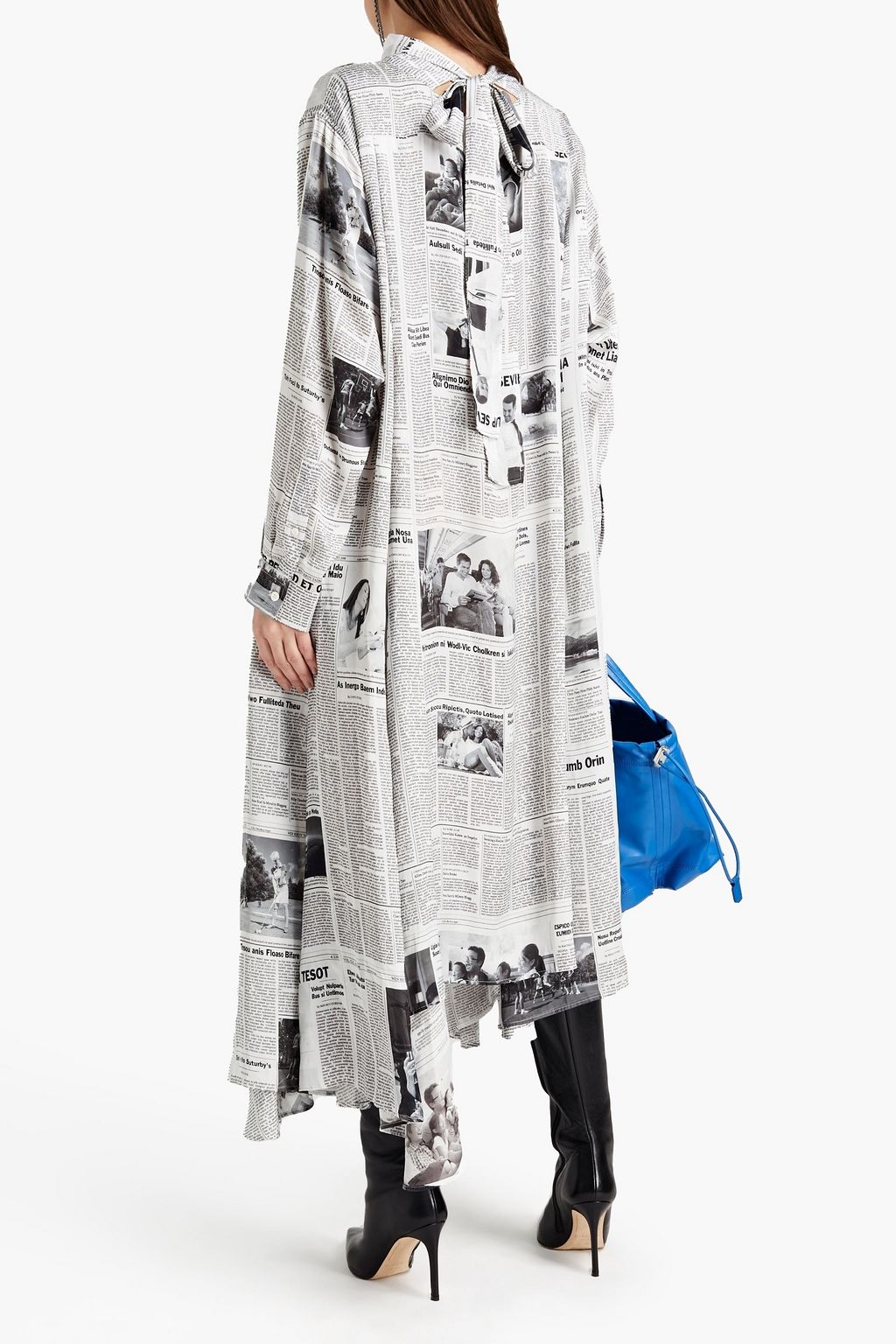BALENCIAGA Asymmetric printed satin midi dress