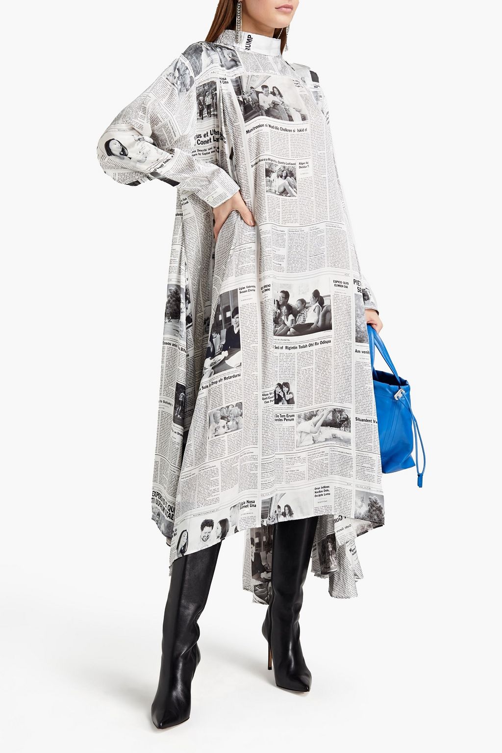 BALENCIAGA Asymmetric printed satin midi dress