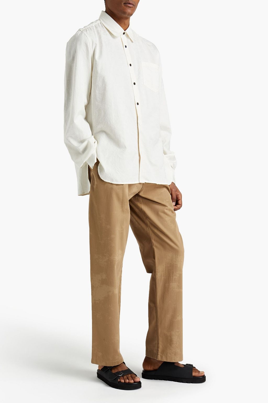 ACNE STUDIOS Gathered cotton and cupro-blend jacquard shirt