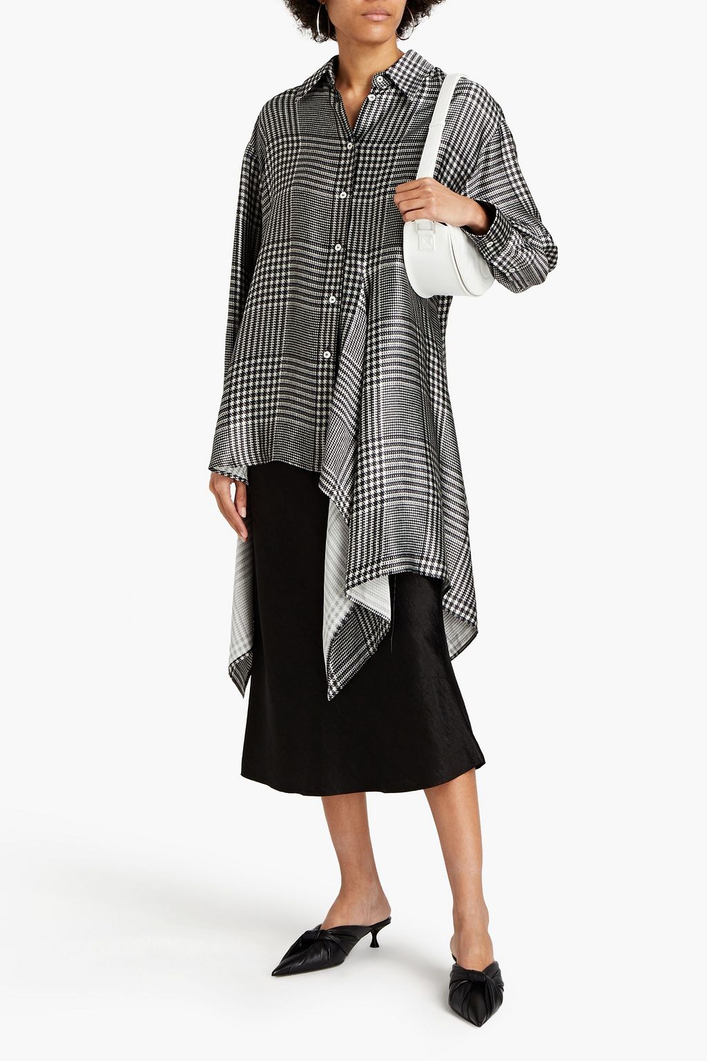 MM6 MAISON MARGIELA Asymmetric Prince of Wales checked satin shirt