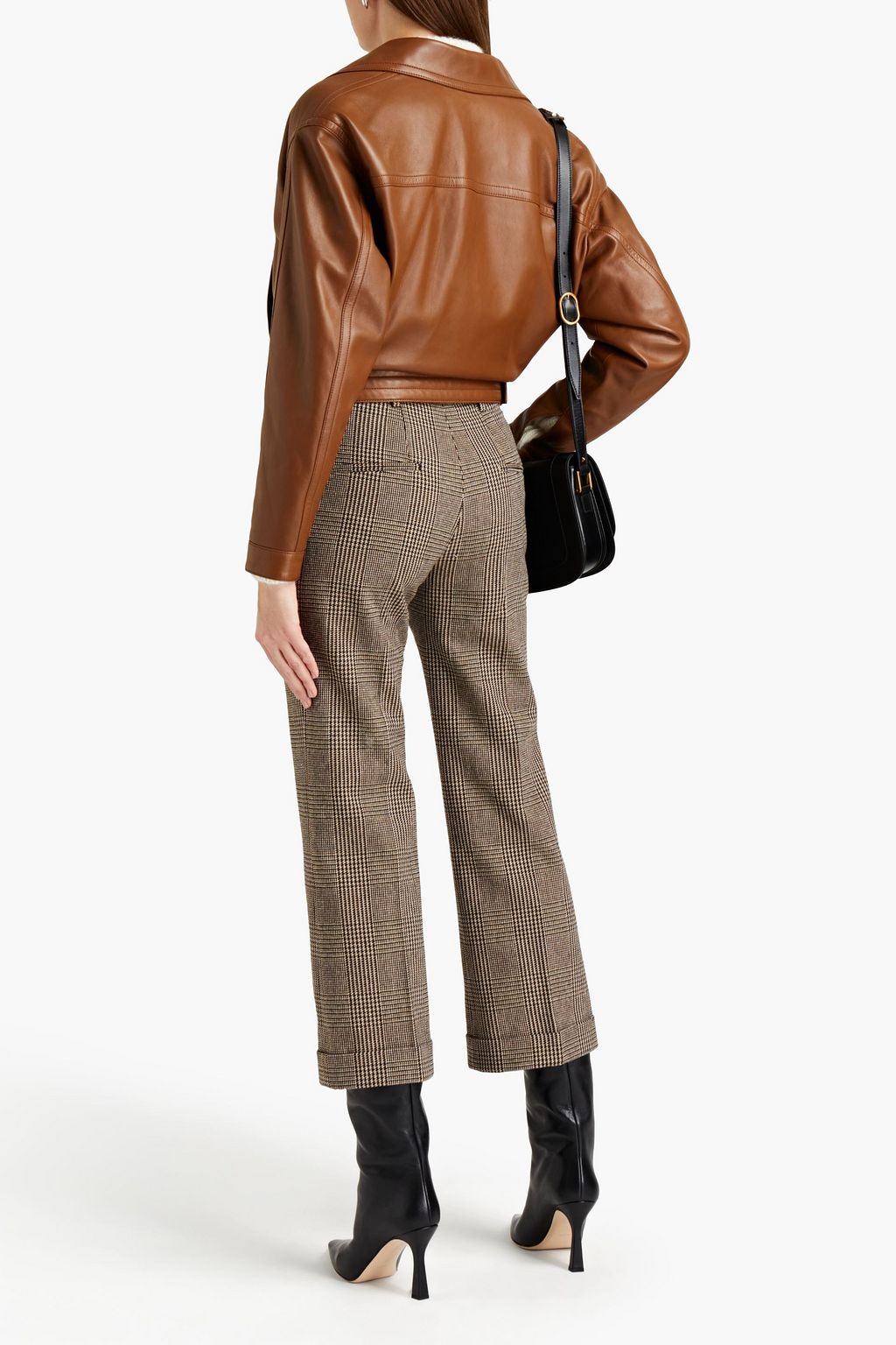 SAINT LAURENT Houndstooth wool-blend tweed kick-flare pants