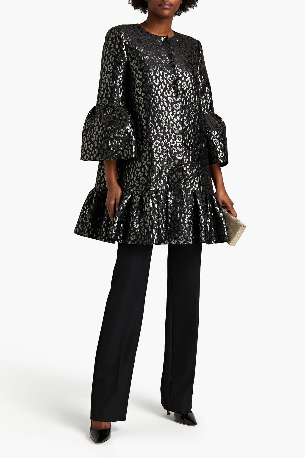 CAROLINA HERRERA Fluted metallic jacquard coat