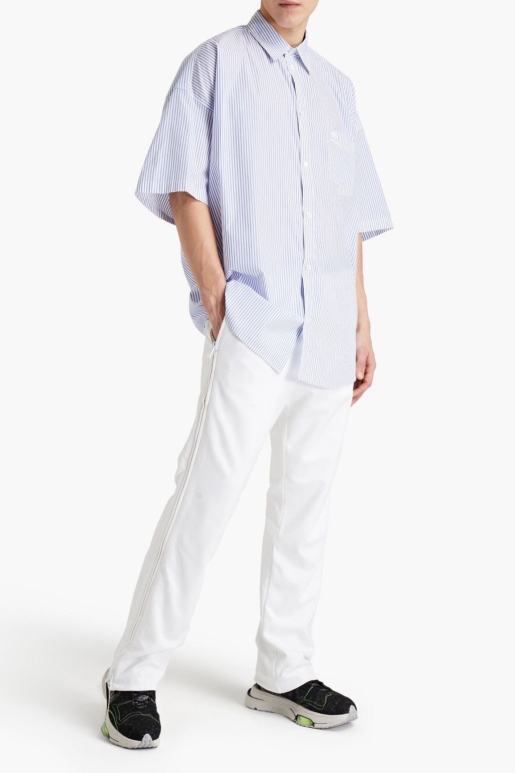 BALENCIAGA Oversized striped cotton-poplin shirt
