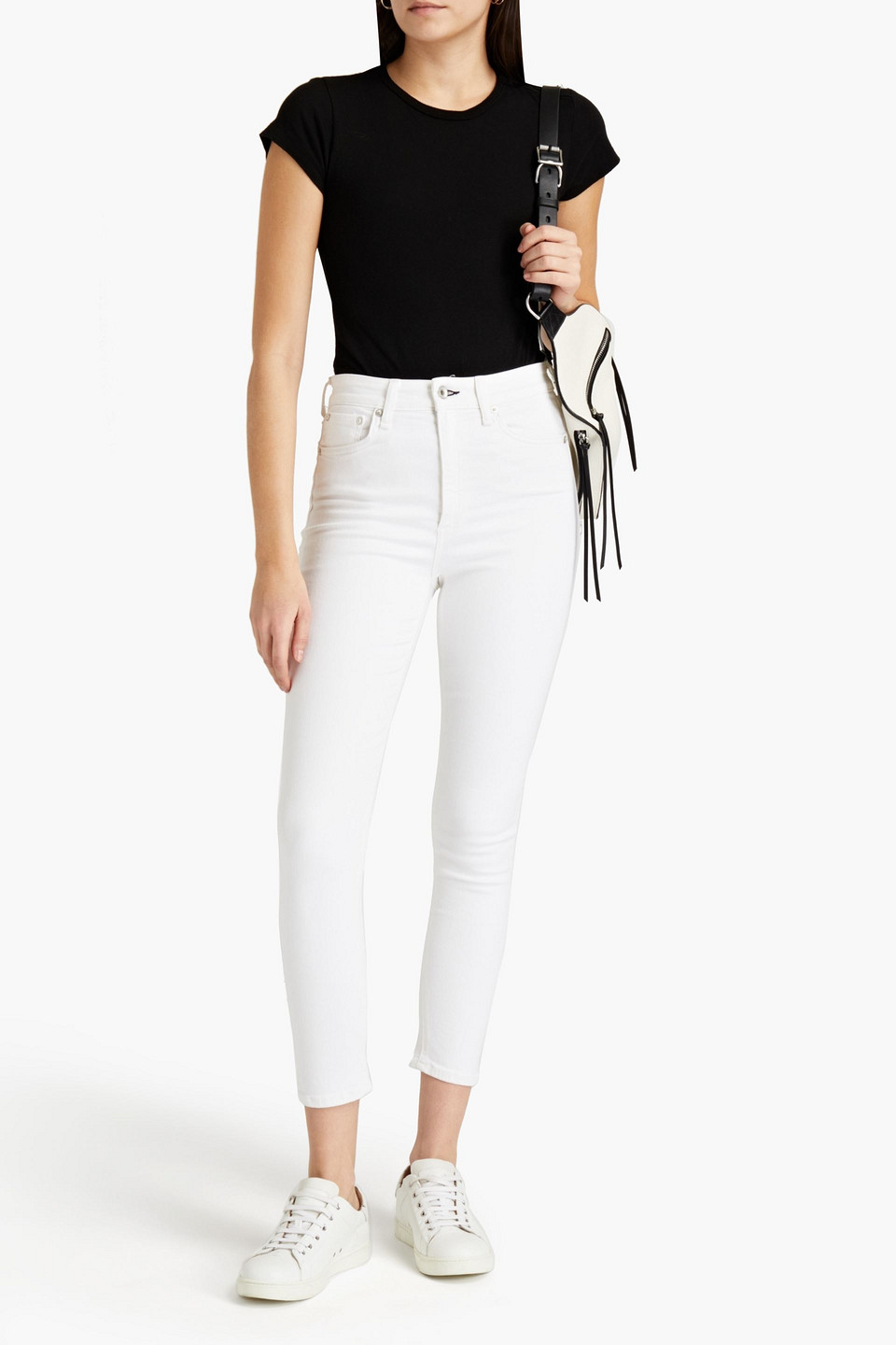 Shop Rag & Bone Cropped High-rise Skinny Jeans In White