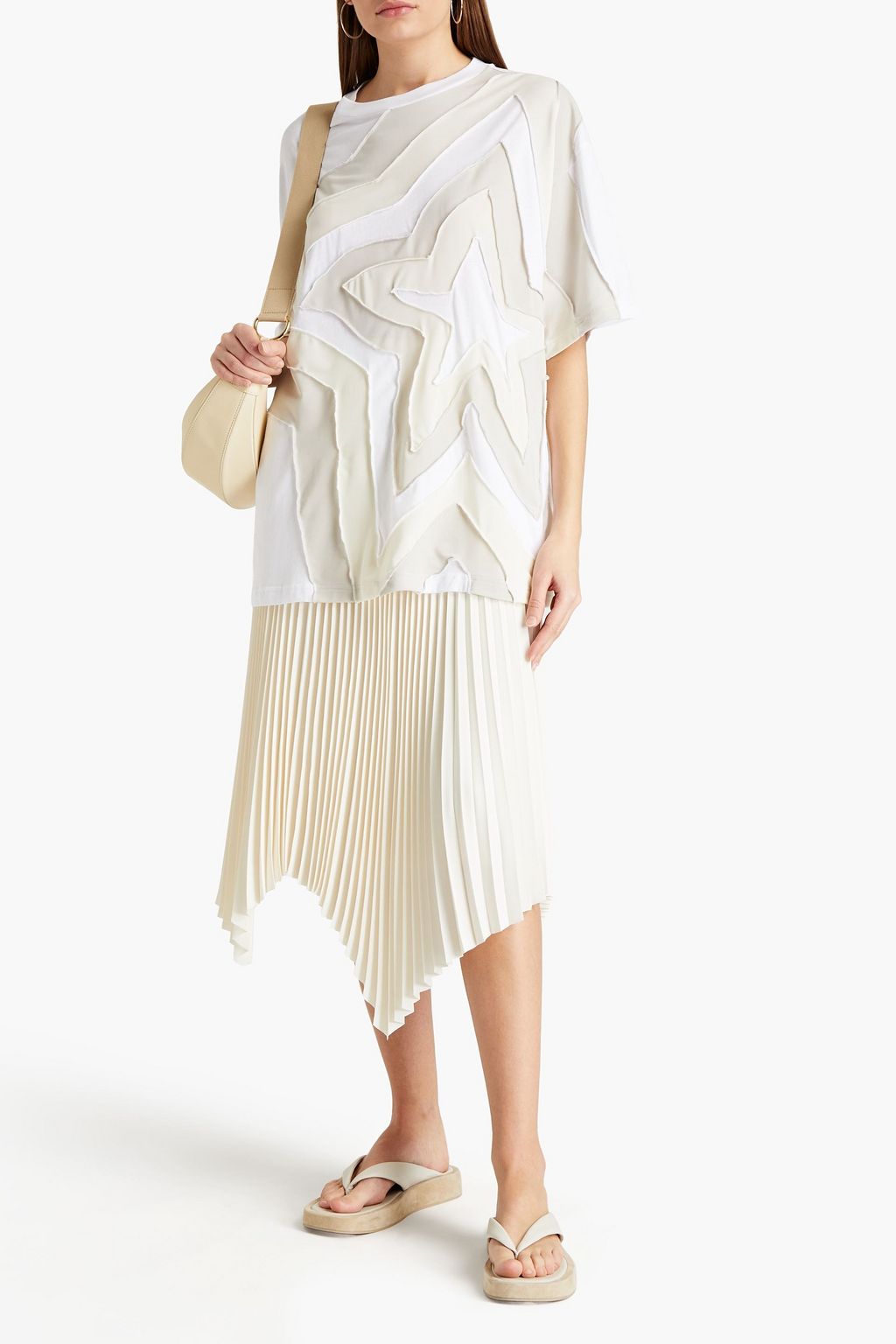 ACNE STUDIOS Oversized paneled cotton-jersey T-shirt