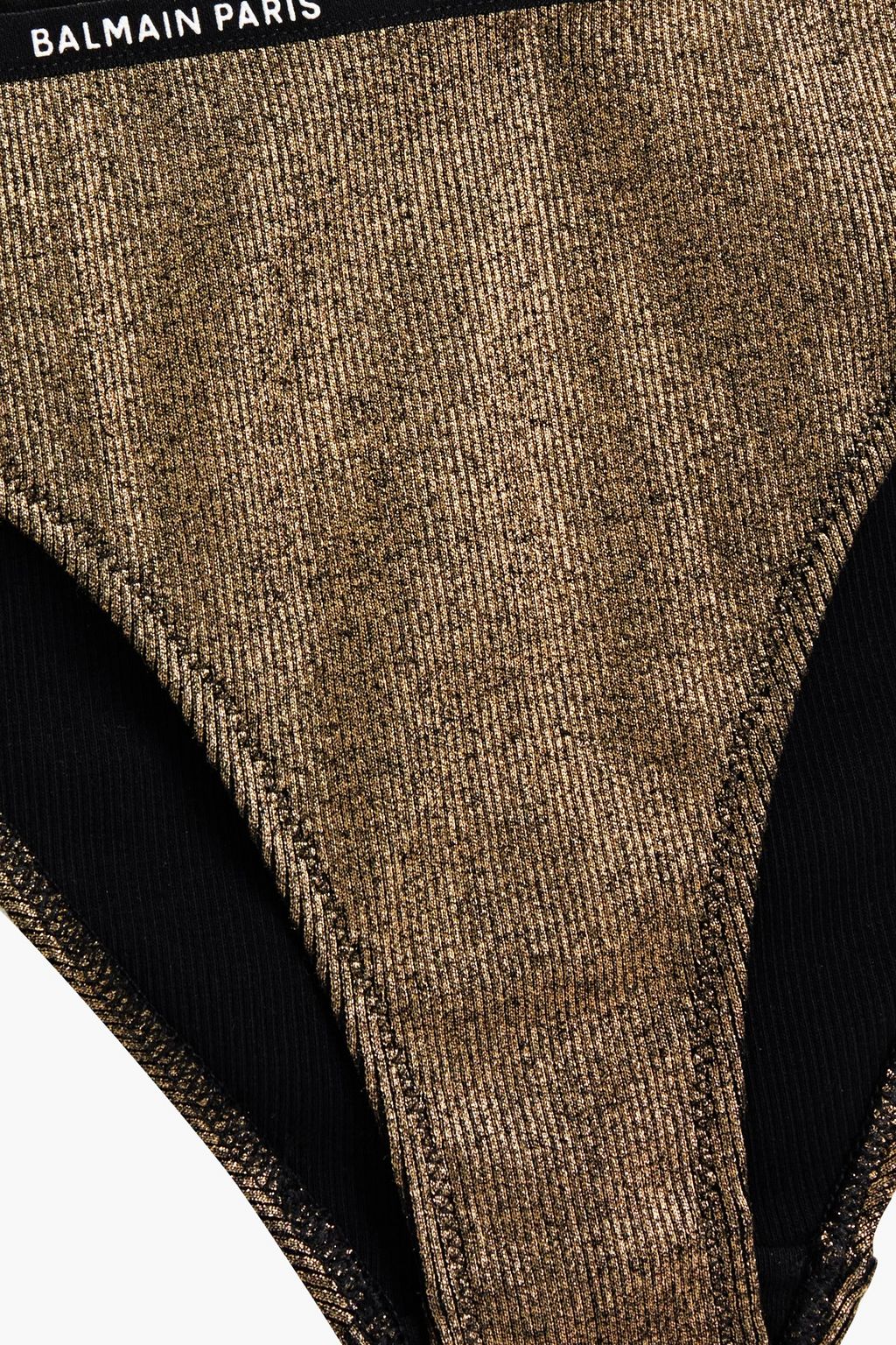 BALMAIN Metallic ribbed cotton-blend jersey mid-rise briefs