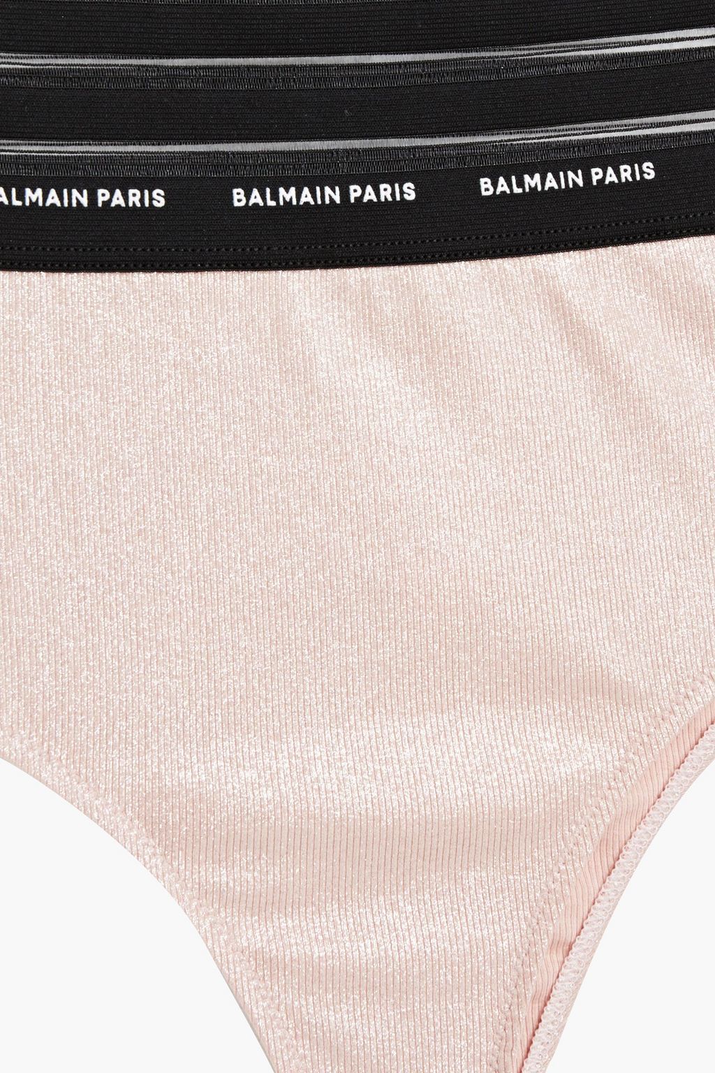 BALMAIN Metallic ribbed jersey high-rise briefs