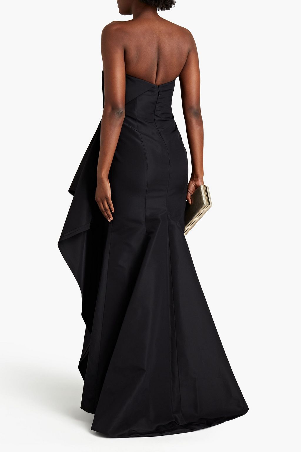 CAROLINA HERRERA Strapless draped silk-taffeta gown