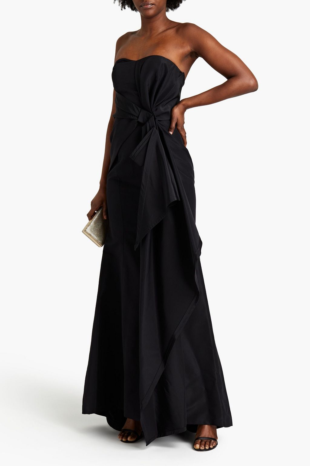 CAROLINA HERRERA Strapless draped silk-taffeta gown