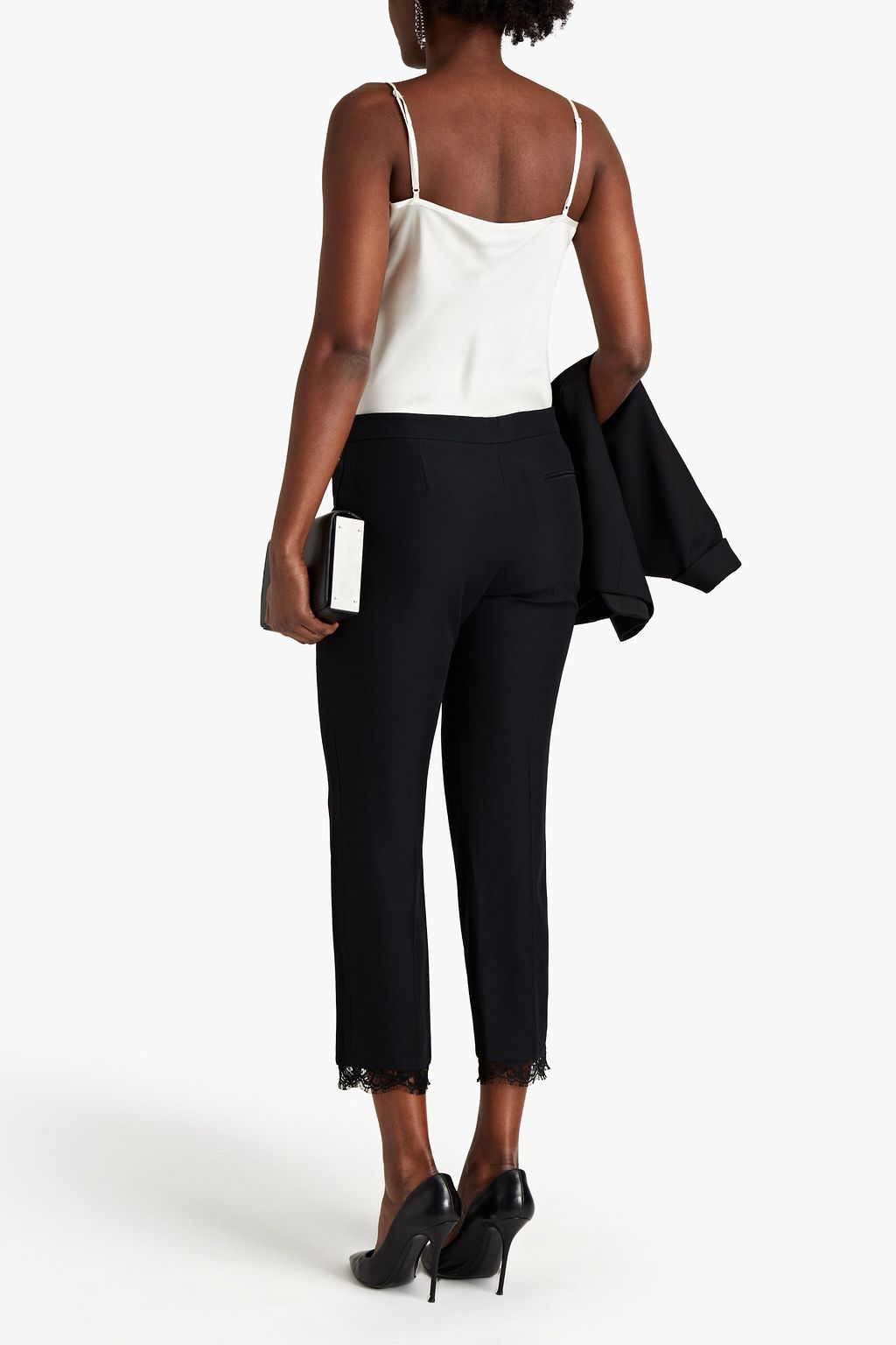 MCQUEEN Lace-trimmed crepe tapered pants