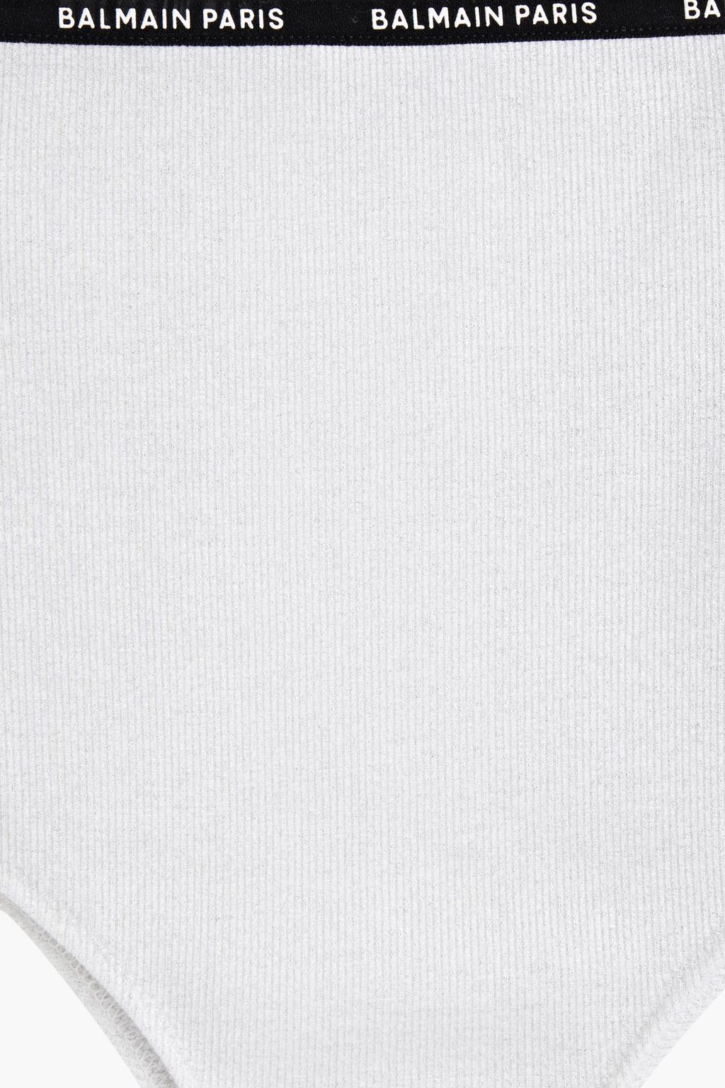 BALMAIN Metallic ribbed cotton-blend jersey high-rise briefs